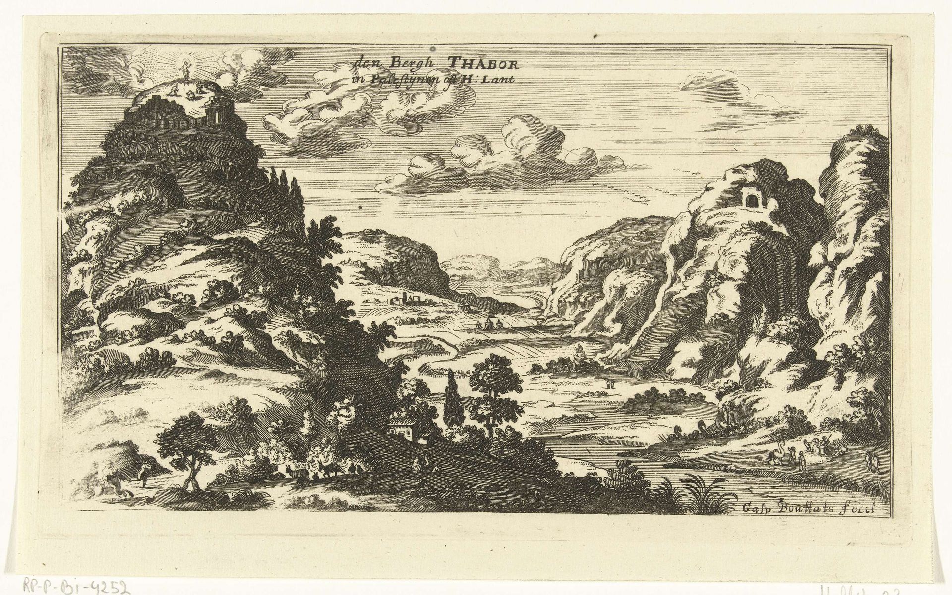 Gezicht op de berg Tabor en de transfiguratie van Christus by Gaspar Bouttats