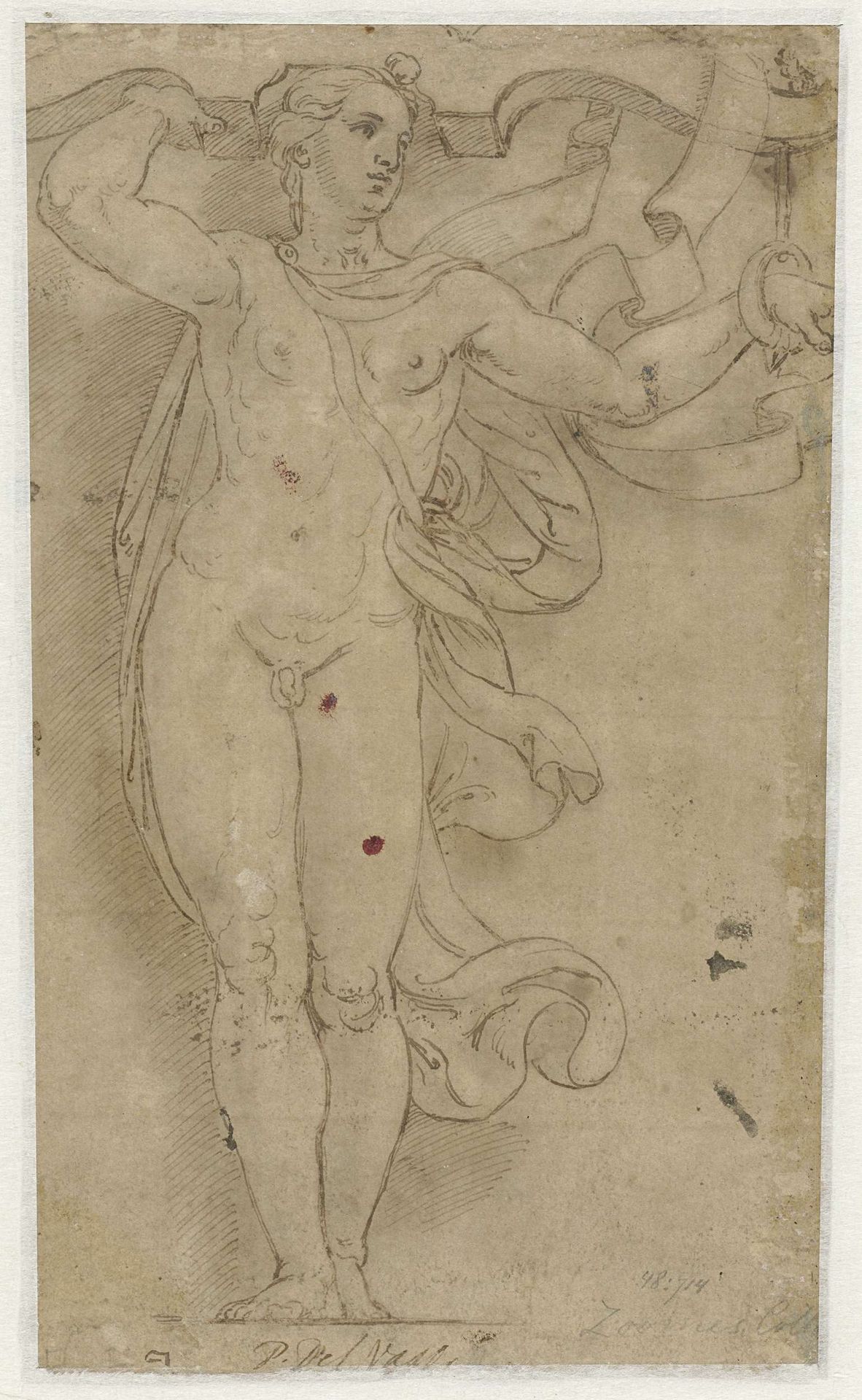 Hermaphroditus as Caryatid by Giulio Romano
