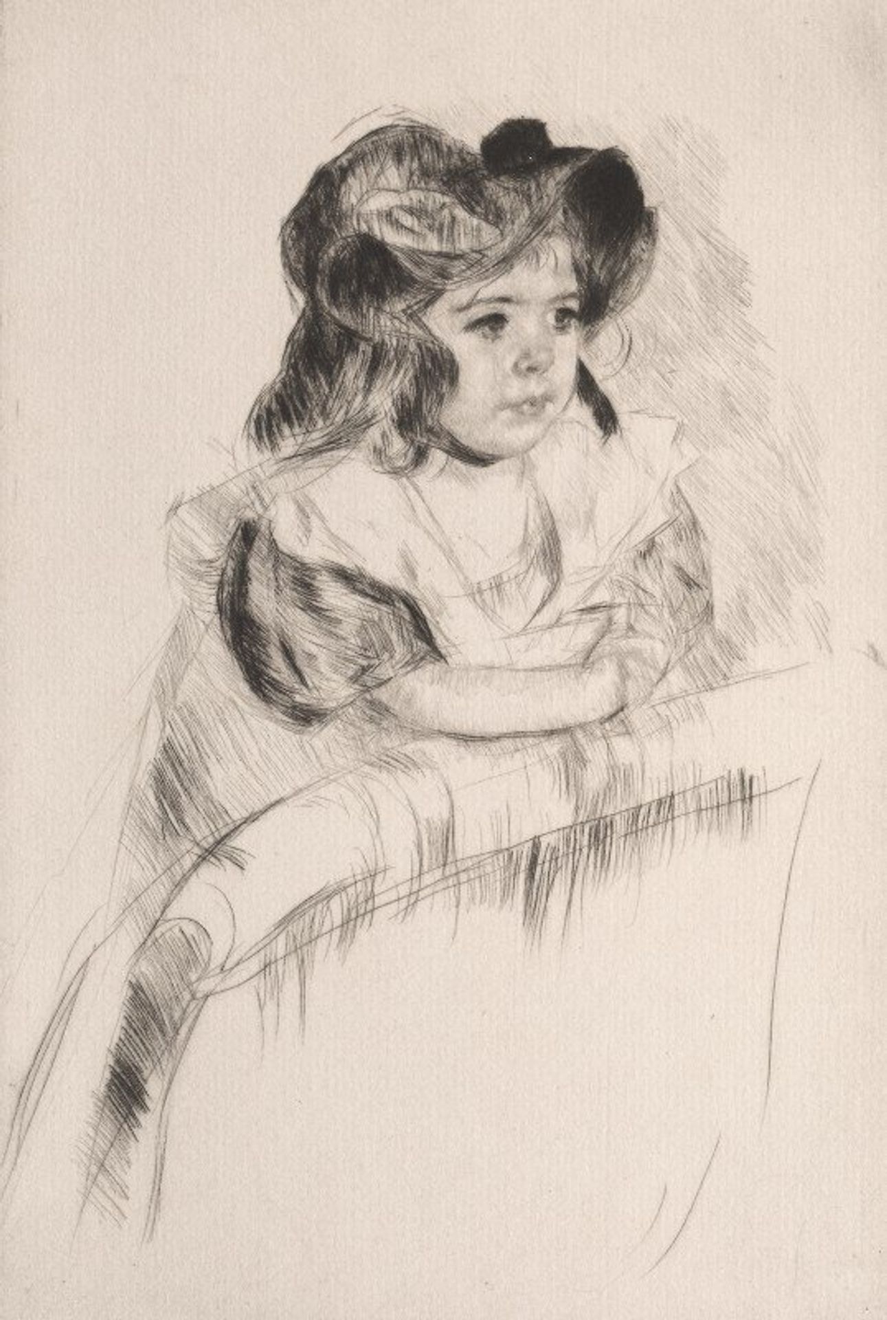 Margot, Resting Arms on Back of Armchair by Mary Cassatt
