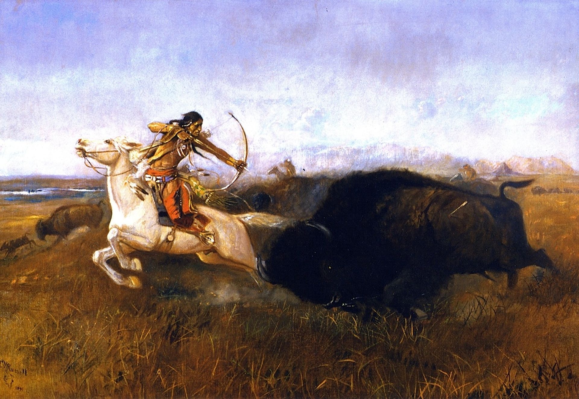 Indians Hunting Buffalo by Charles M. Russell