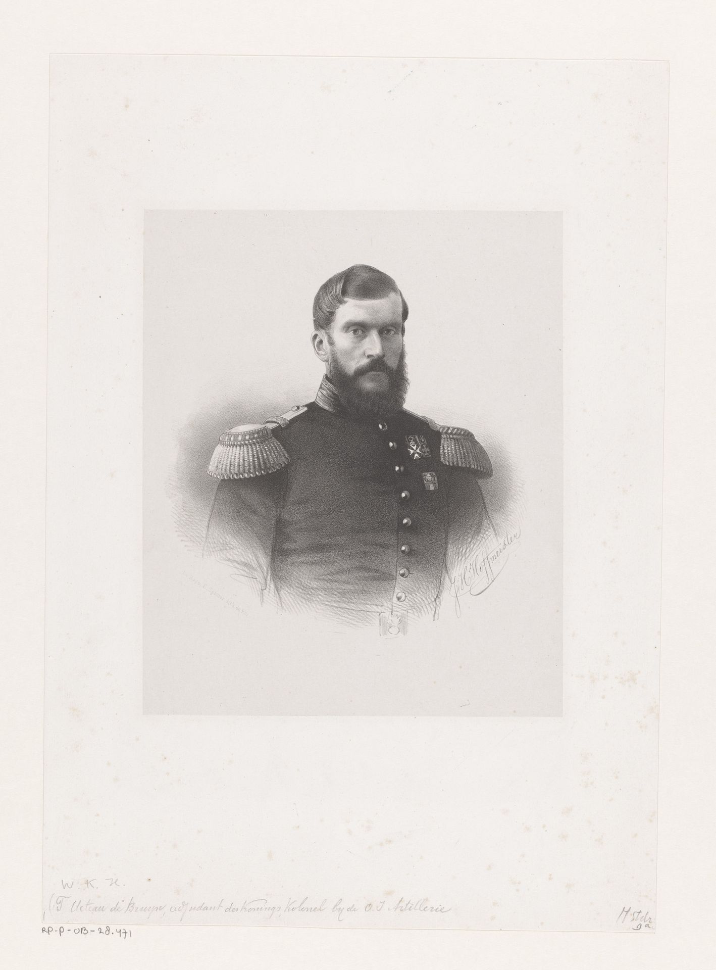 Portret van Willem Karel Hendrik Feuilletau de Bruyn by Johan Hendrik Hoffmeister