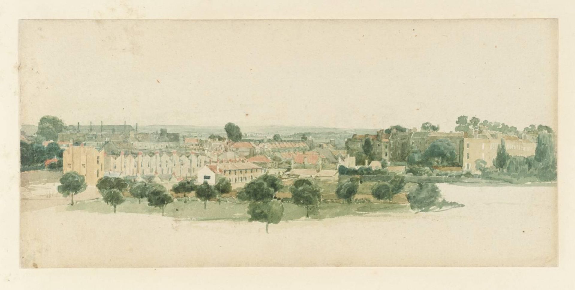 View at Chelsea near the Garden of the Apothecaries Company by Thomas Stothard
