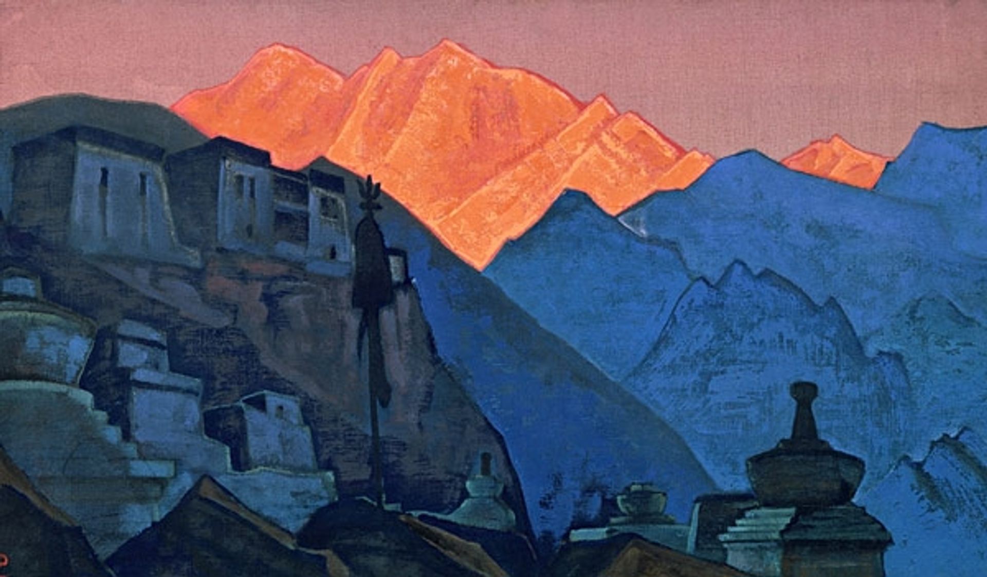 Tibet. Flaming peak. by Nicholas Roerich