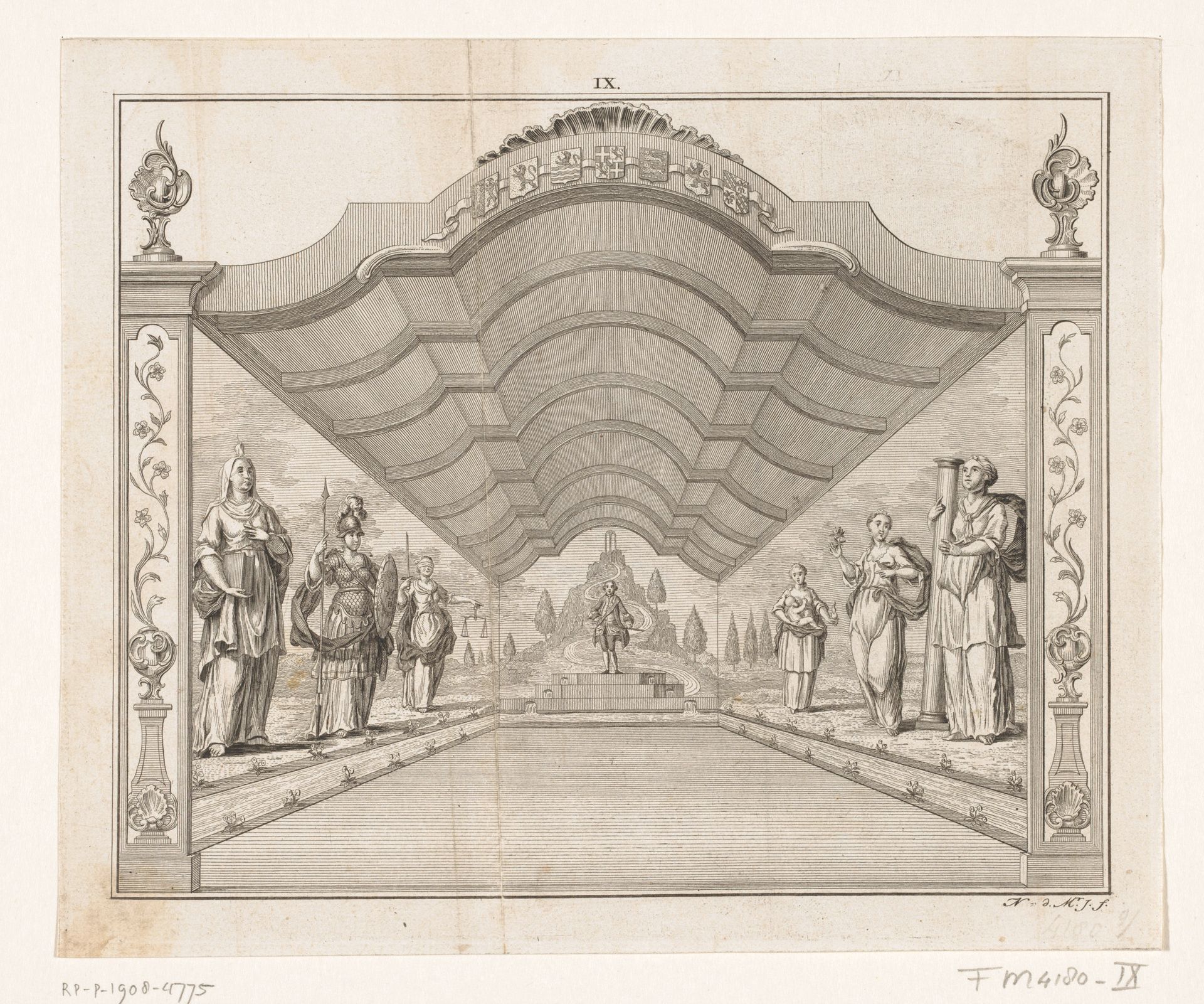 Decoratie bij het huis van de weduwe van Jasper Bolten te Amsterdam, 1766 by Noach van der (II) Meer