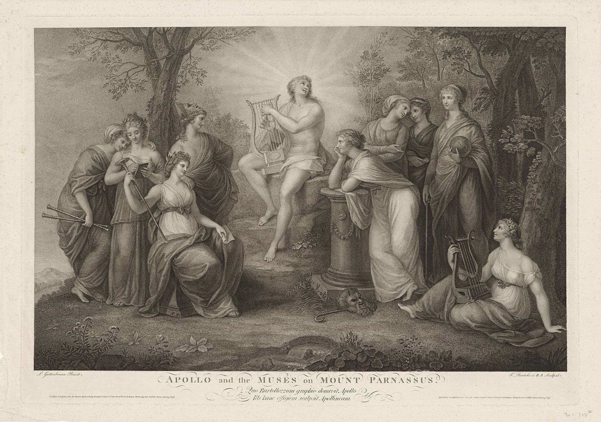 Apollo en de Muzen op de Parnassus by Francesco Bartolozzi