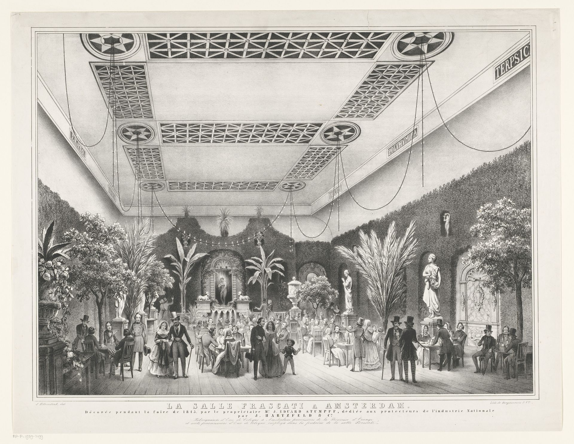 Soiree in Frascati met een fontein met eau de cologne, 1845 by Johannes Hilverdink