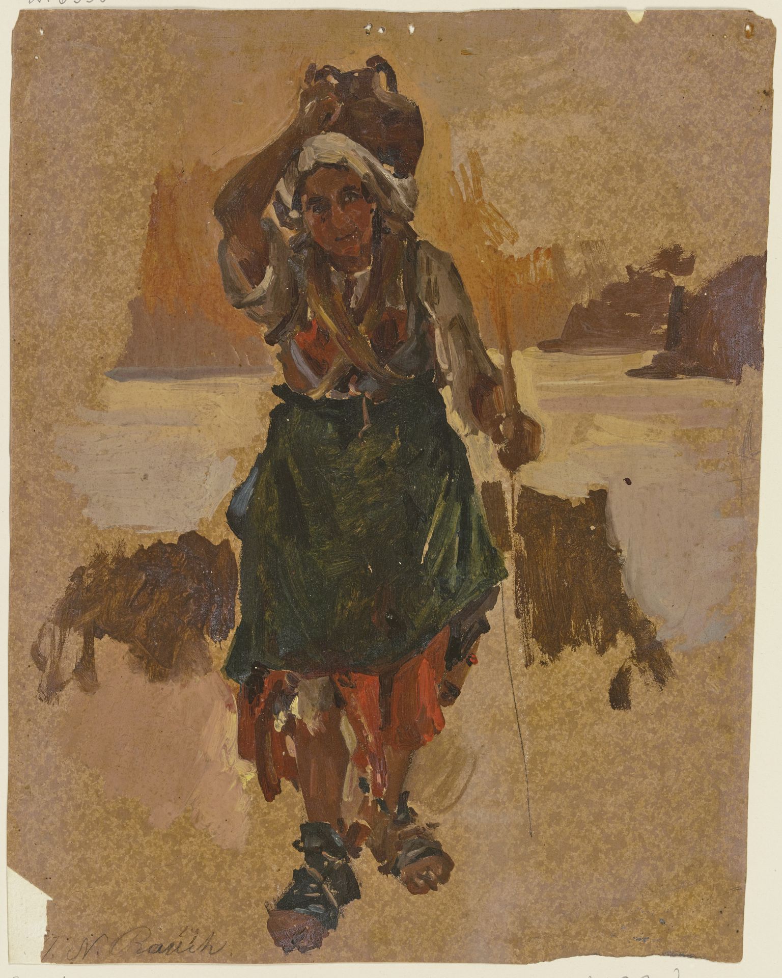 Italienerin, einen Krug auf den Schultern tragend by Johann Nepomuk Rauch