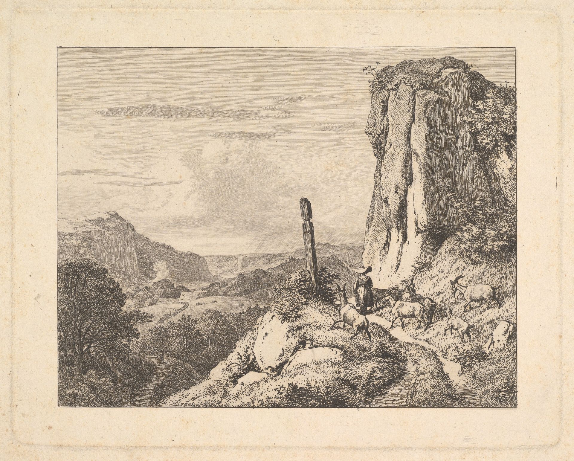 Young Woman with Six Goats by Johann Christoph Erhard