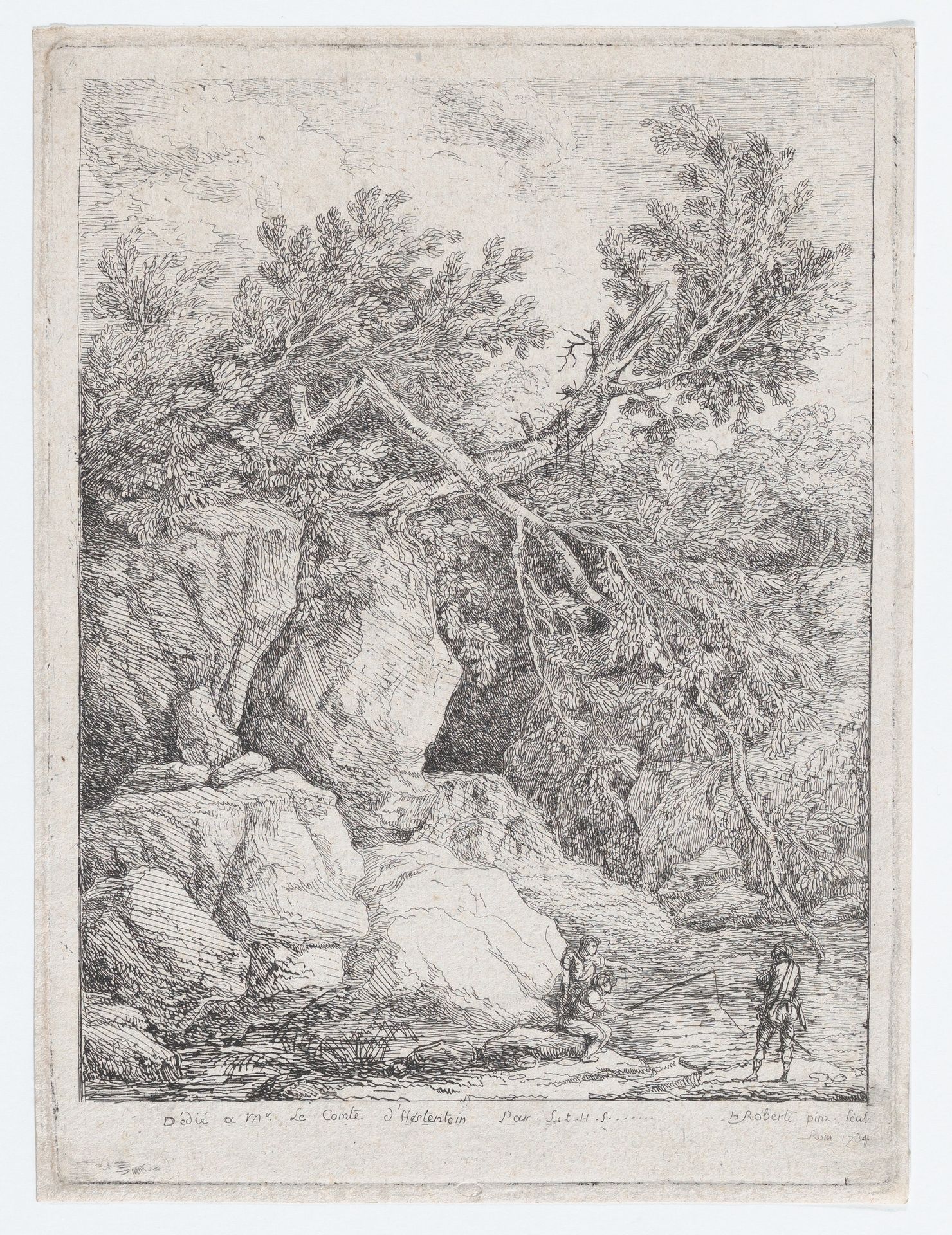 Landscape with a Fallen Tree by Hubert Robert