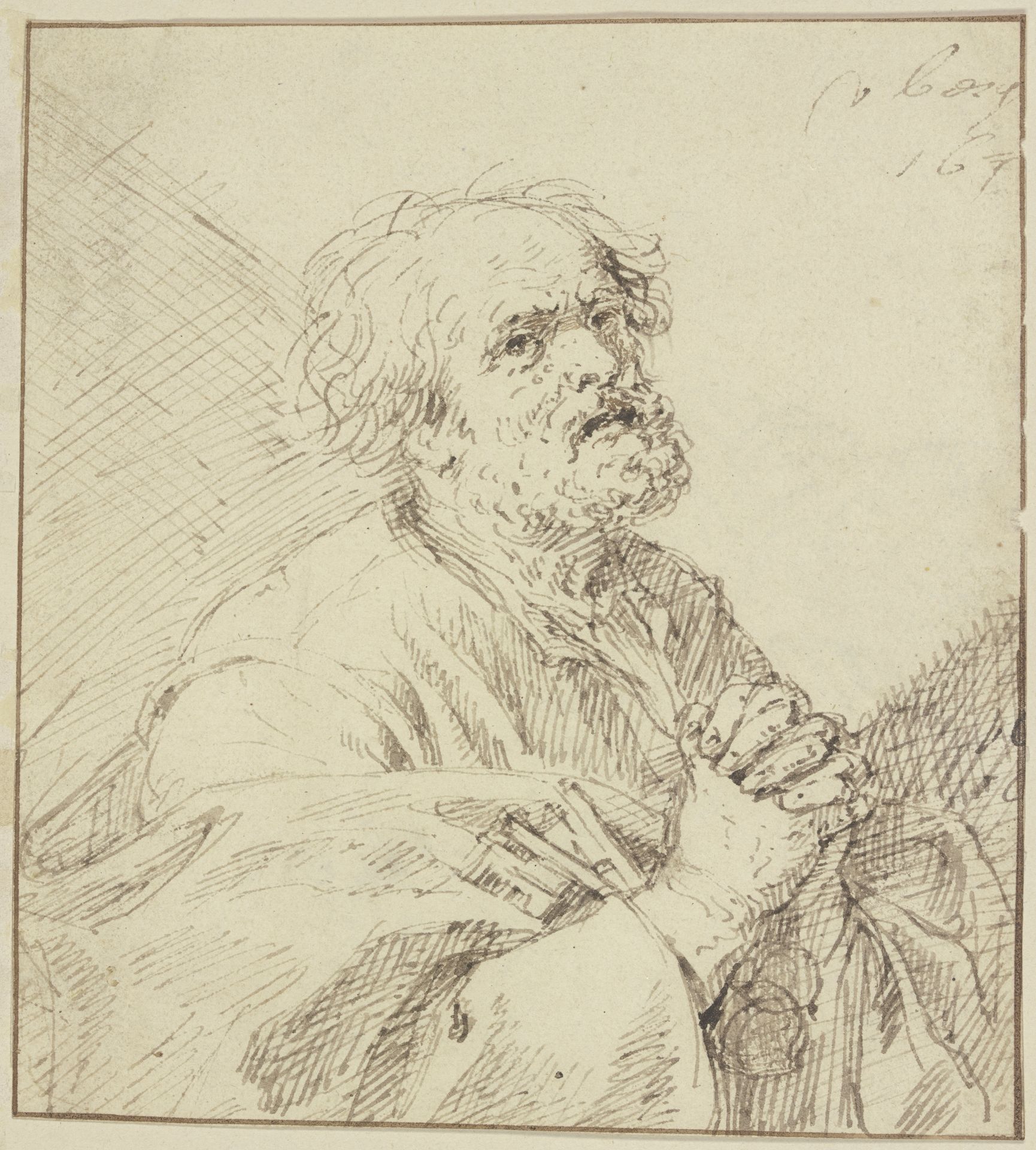 Saint Peter praying, half figure by Matthys van den Bergh