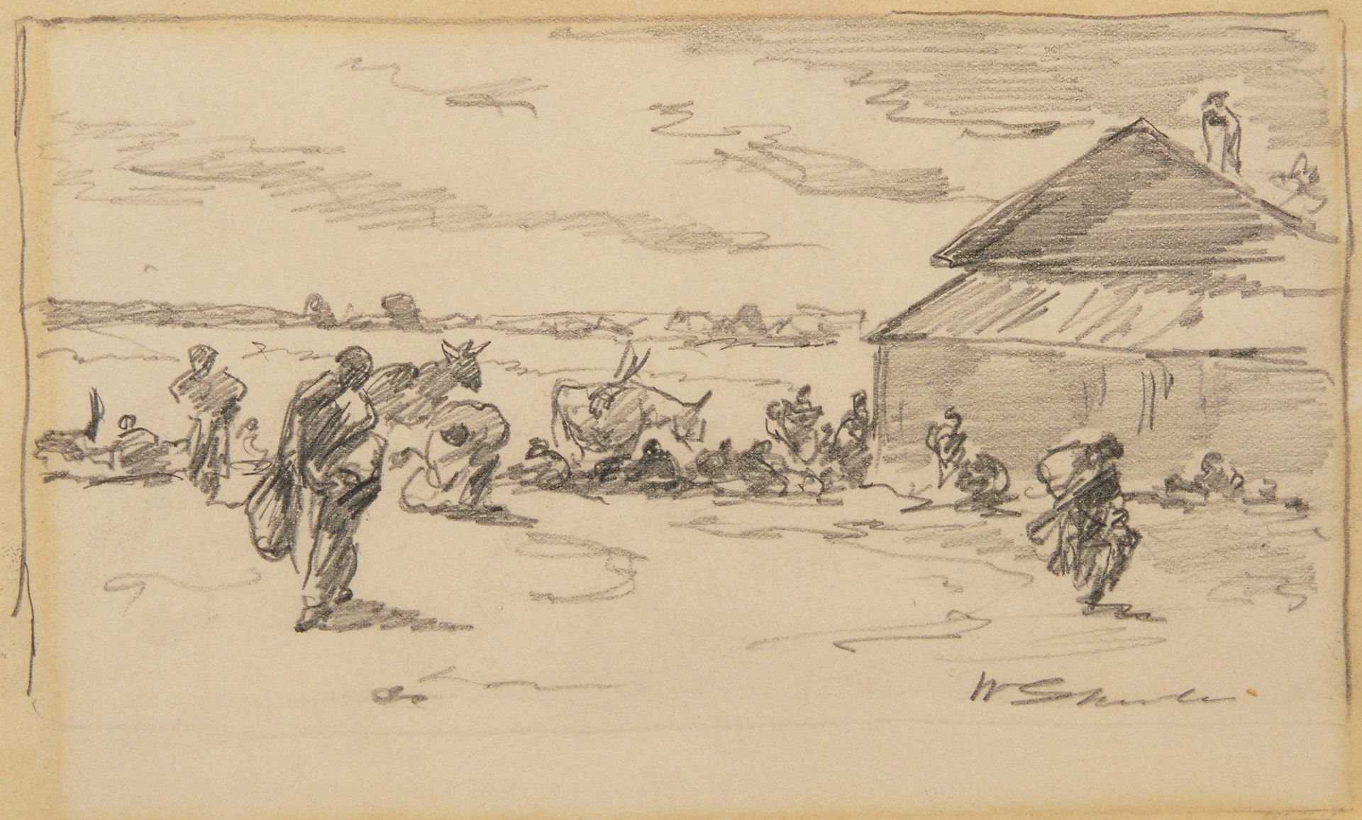Sketch on Indian Reservation by Walter Shirlaw