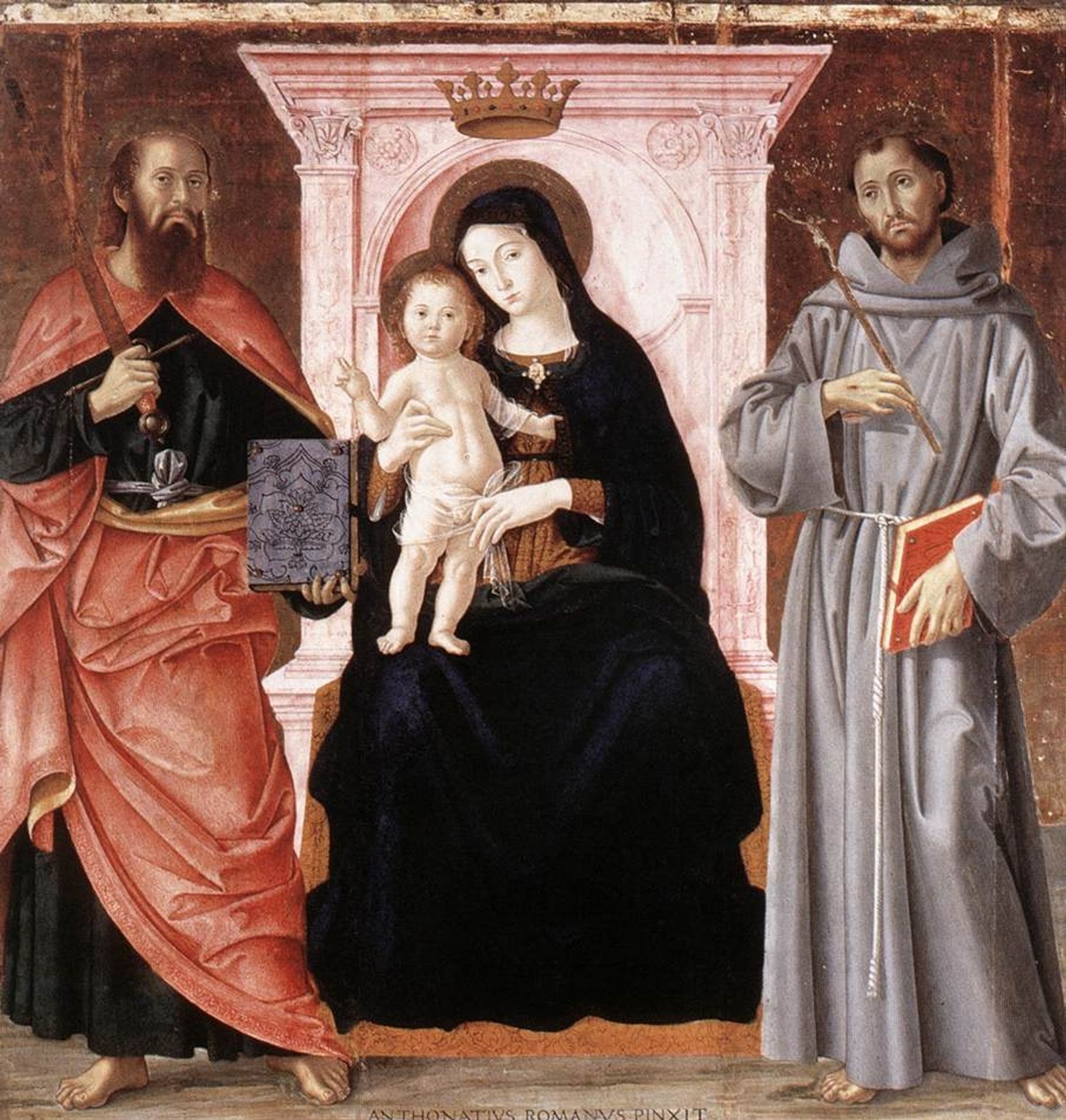 Madonna Enthroned with the Infant Christ and Saints Paul and Francis of Assisi by Antoniazzo Romano