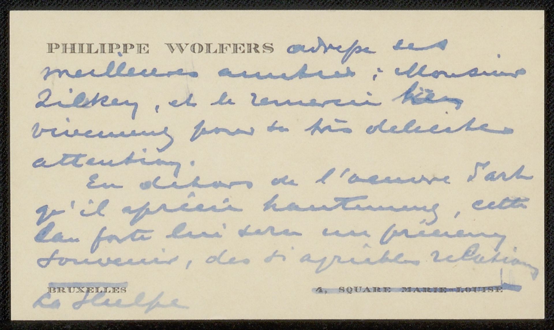 Visitekaartje aan Philip Zilcken by Philippe Wolfers