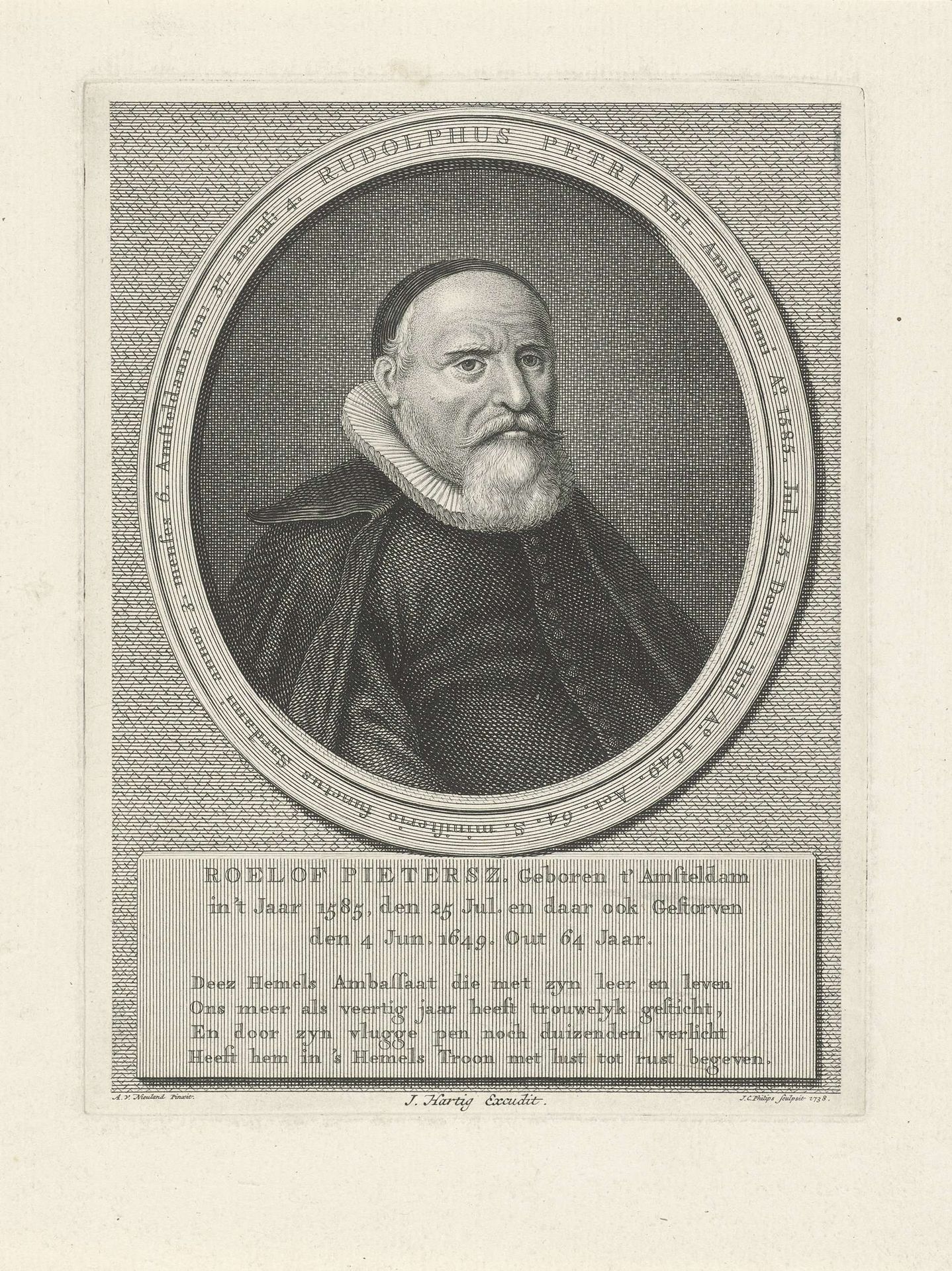 Portret van Rudolphus Petri by Jan Caspar Philips