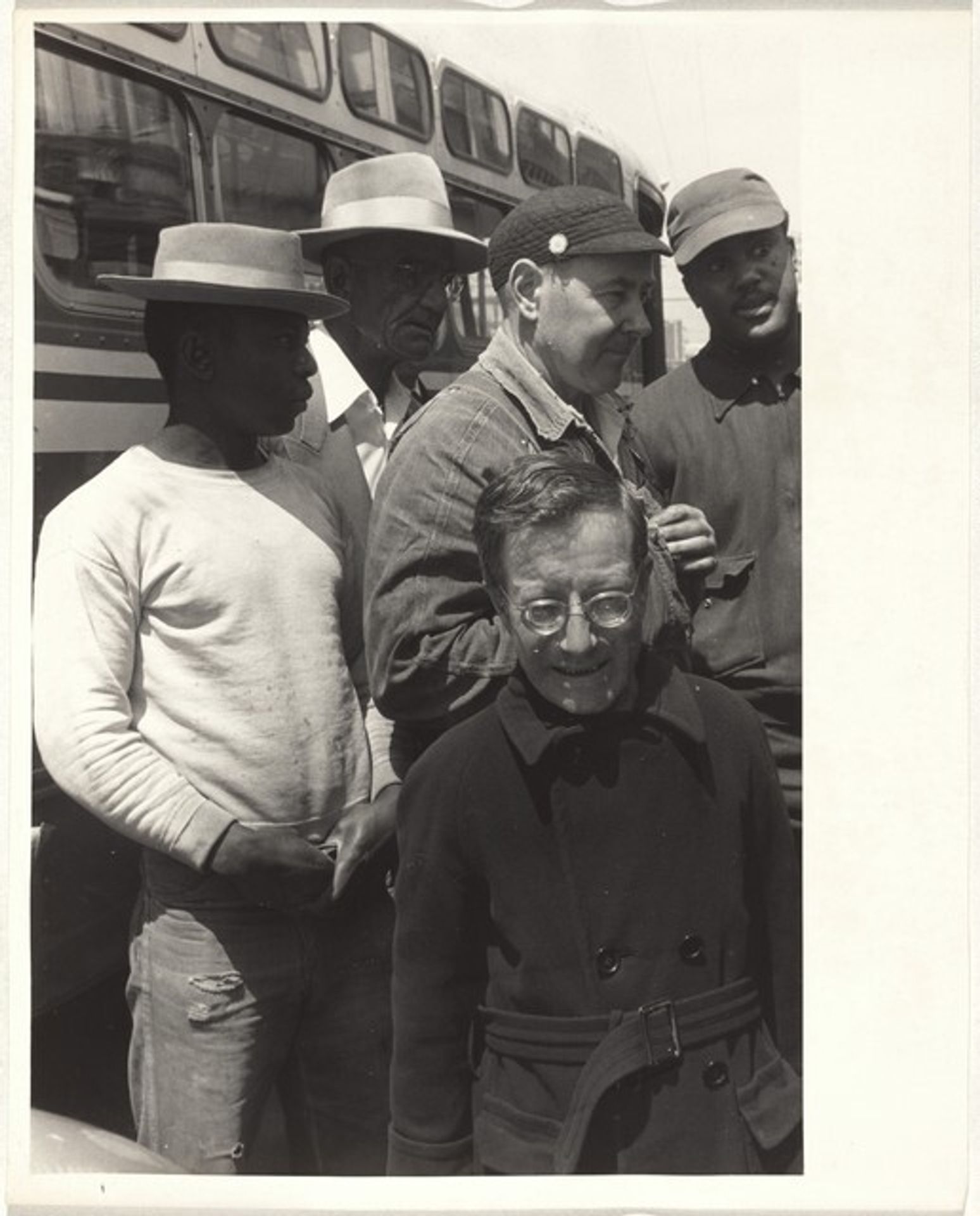 Five men beside bus--San Francisco by Robert Frank