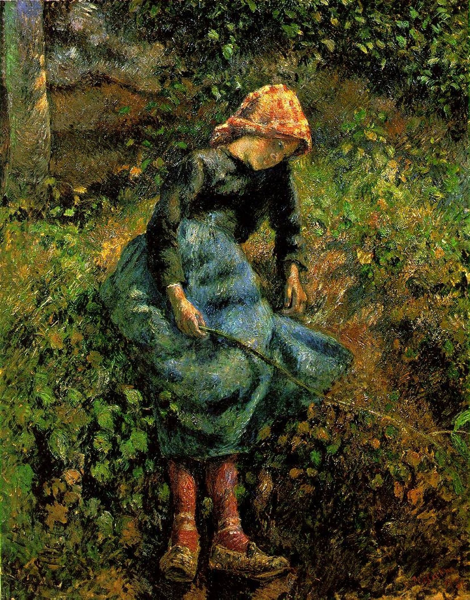 Girl with a Stick by Camille Pissarro