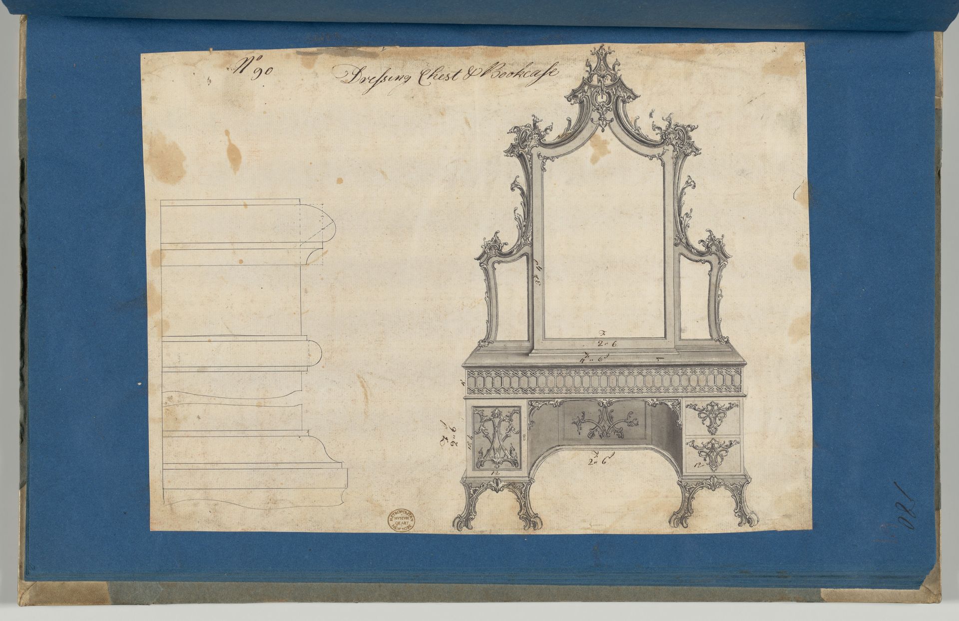 Dressing Chest and Bookcase, from Chippendale Drawings, Vol. II by Thomas Chippendale