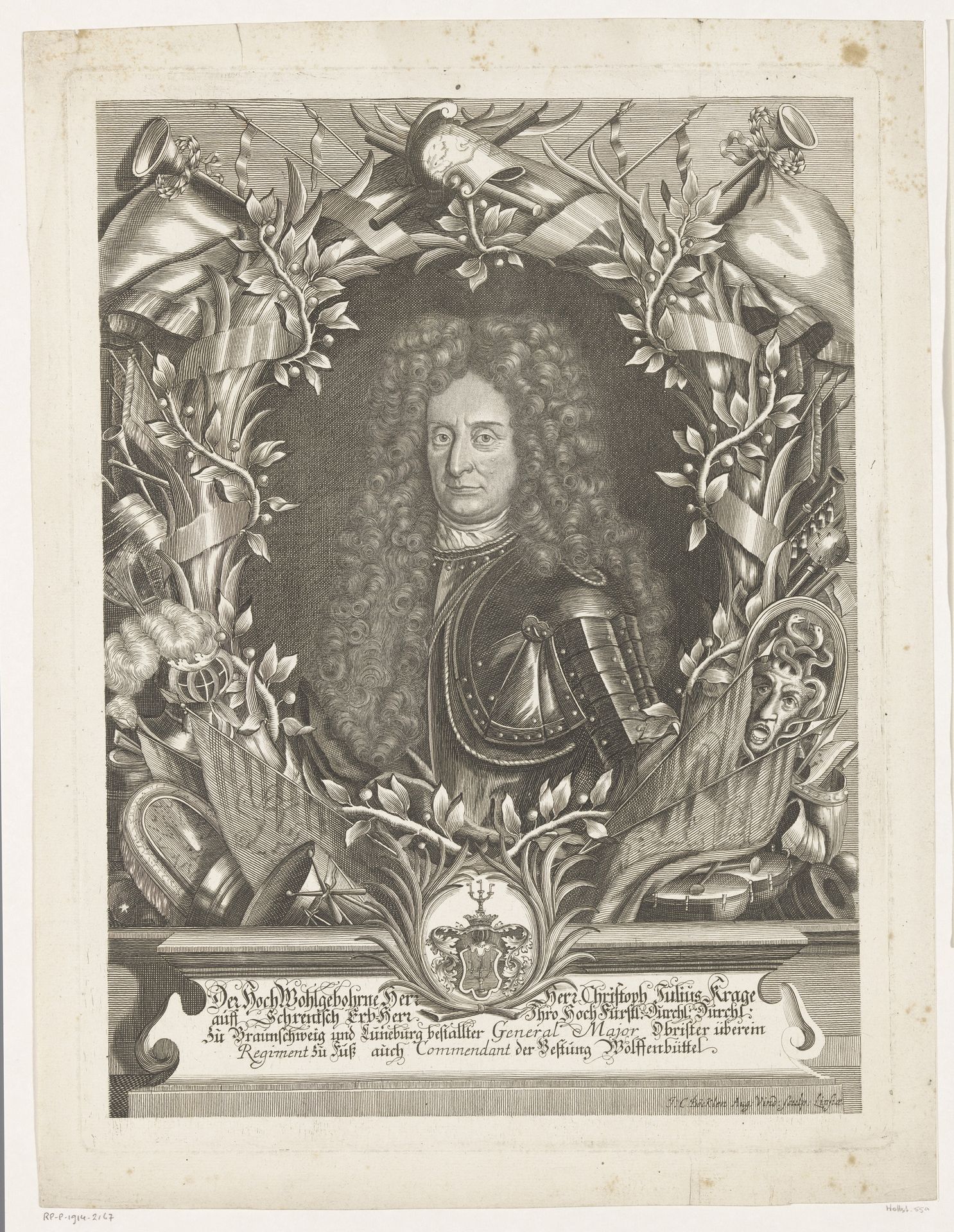 Portret van Christoph Julius Krage by Johann Christoph Boecklin