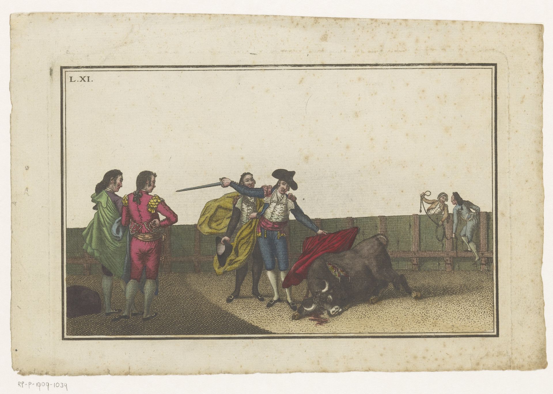 Stier gestoken door een matador by Luis Fernandez Noseret