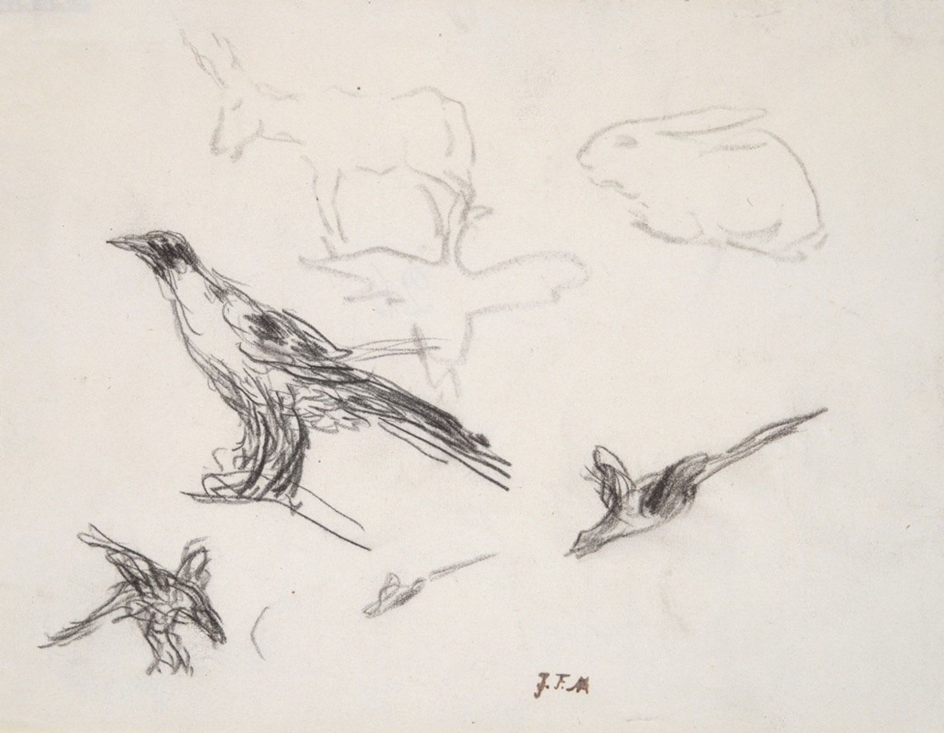 Ravens, Donkey, Rabbit, and Goose by Jean-François Millet