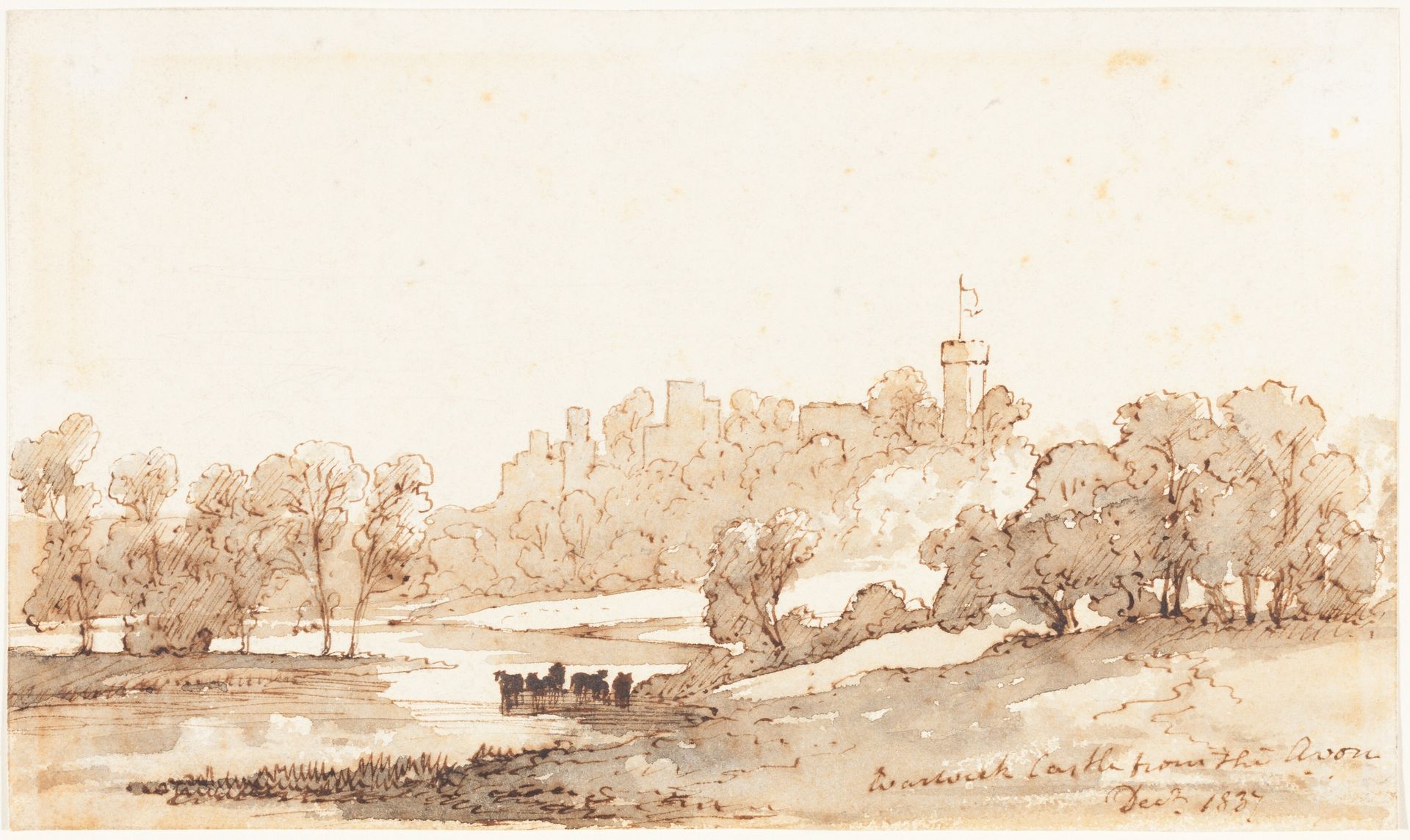 Warwick Castle from the Avon by John Baverstock Knight