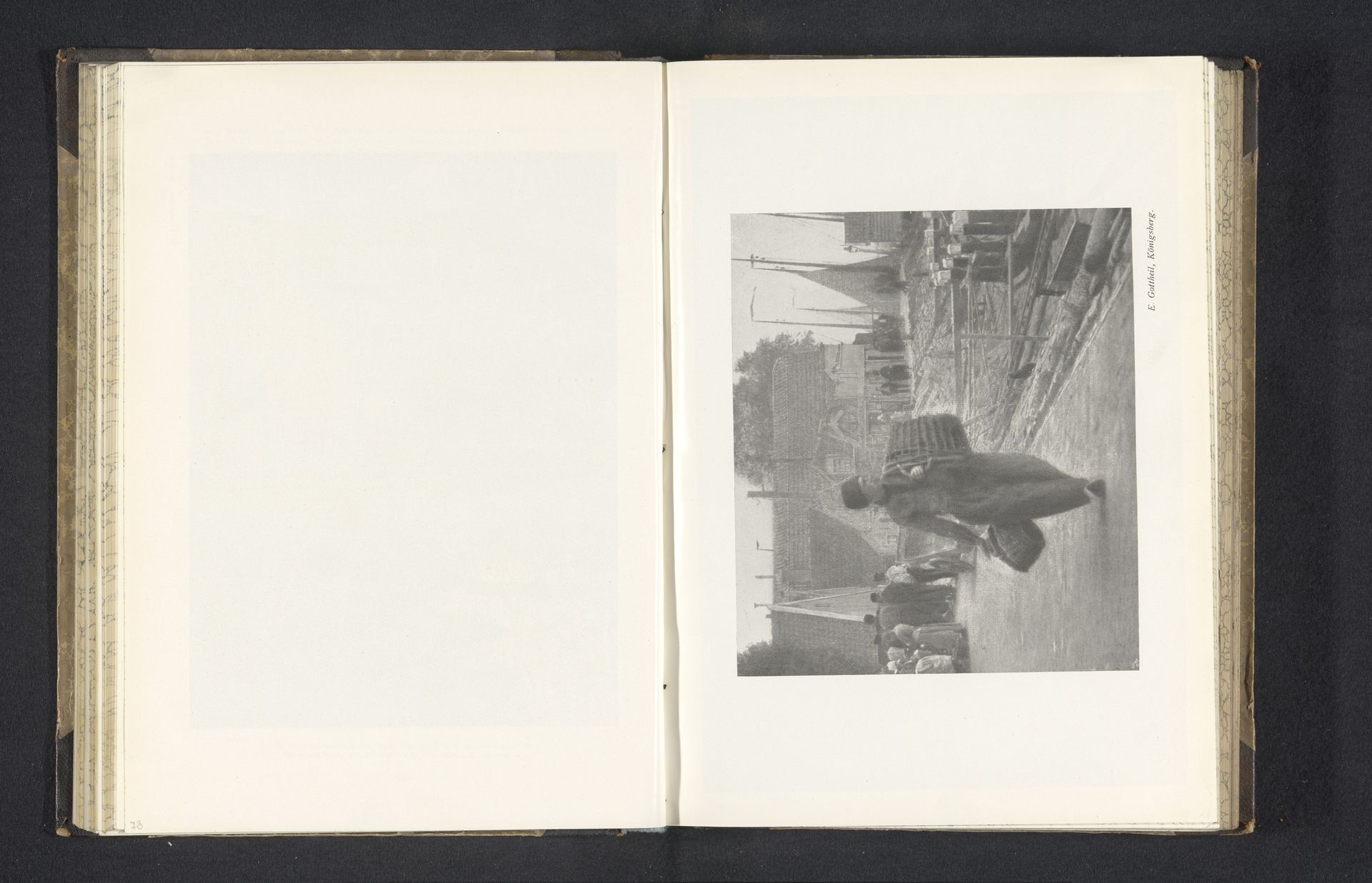 Man met twee manden in de hand op een kade by Elias Gottheil