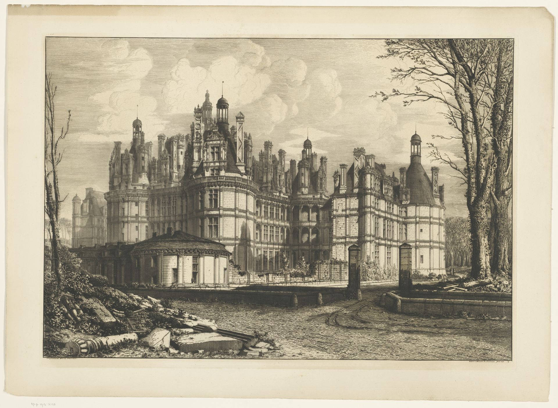 Gezicht op een kasteel by Octave Guillaume de Rochebrune