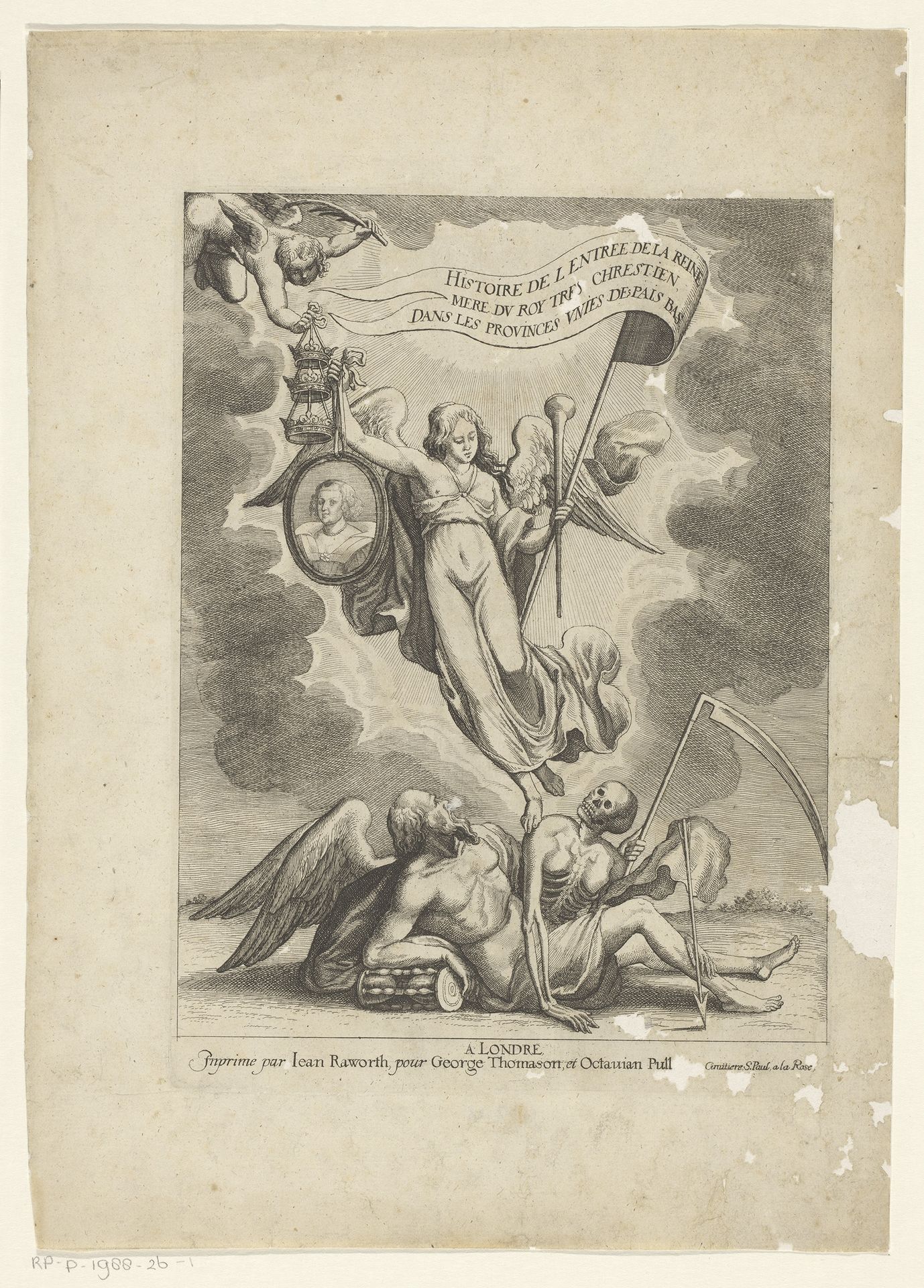 Faam overwint de tijd en de dood by Wenceslaus Hollar