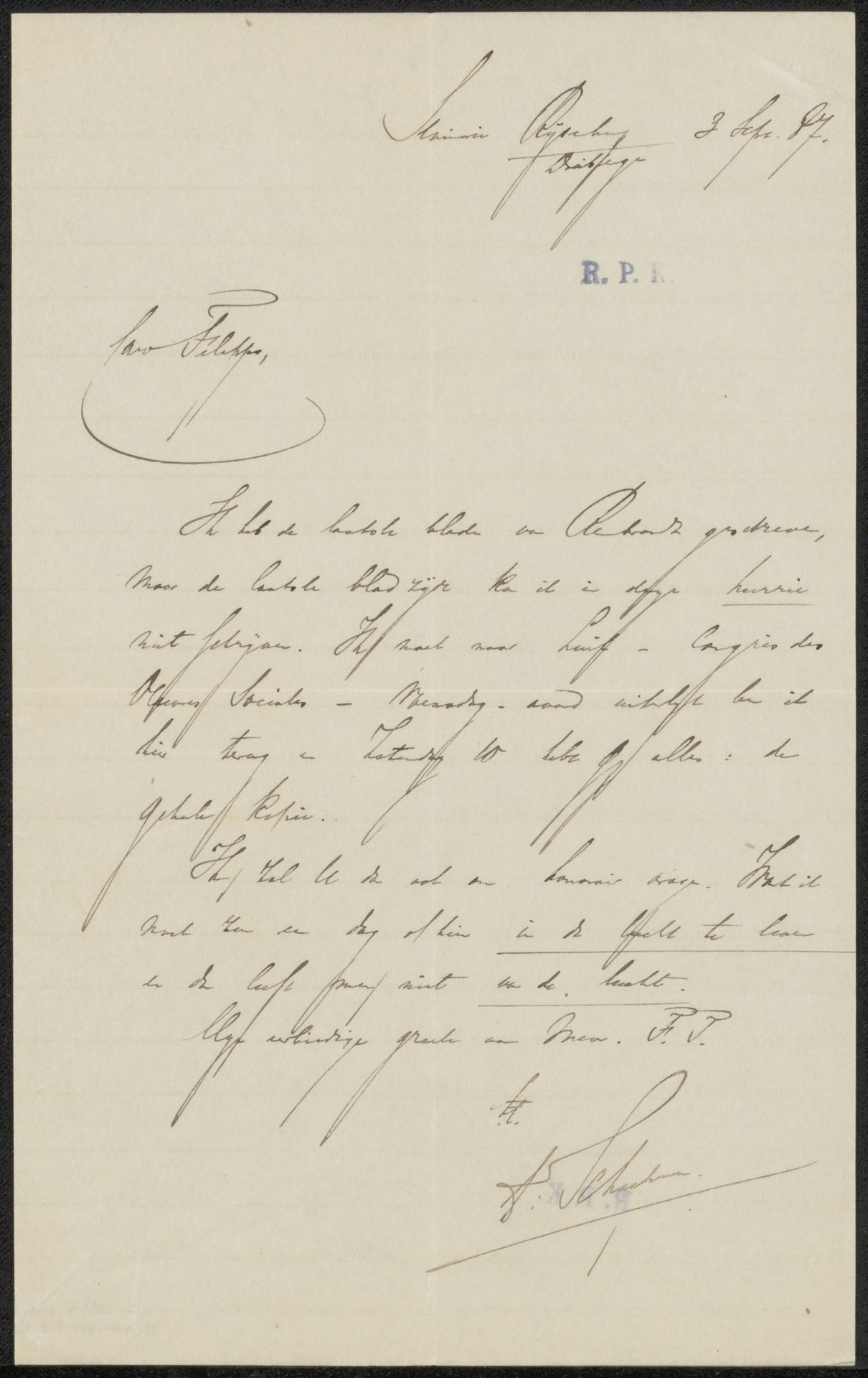 Brief aan Filippo Tessaro by Herman Johannes Aloysius Maria Schaepman