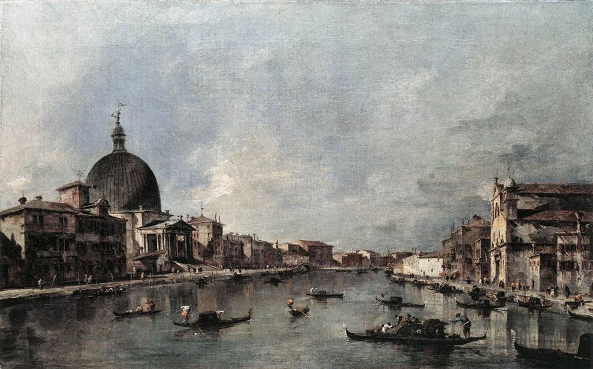 The Grand Canal with San Simeone Piccolo and Santa Lucia by Francesco Guardi
