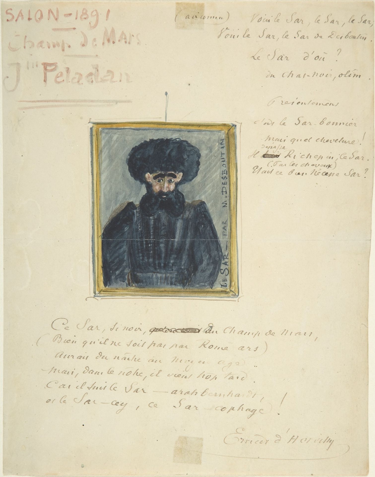 Satirical Drawing of the Sâr Joséphin Peladan by Marcellin Desboutin