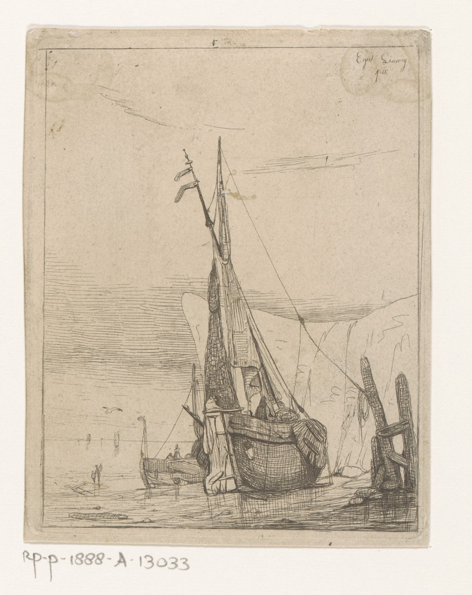 Aangemeerde zeilschepen by Egidius Linnig