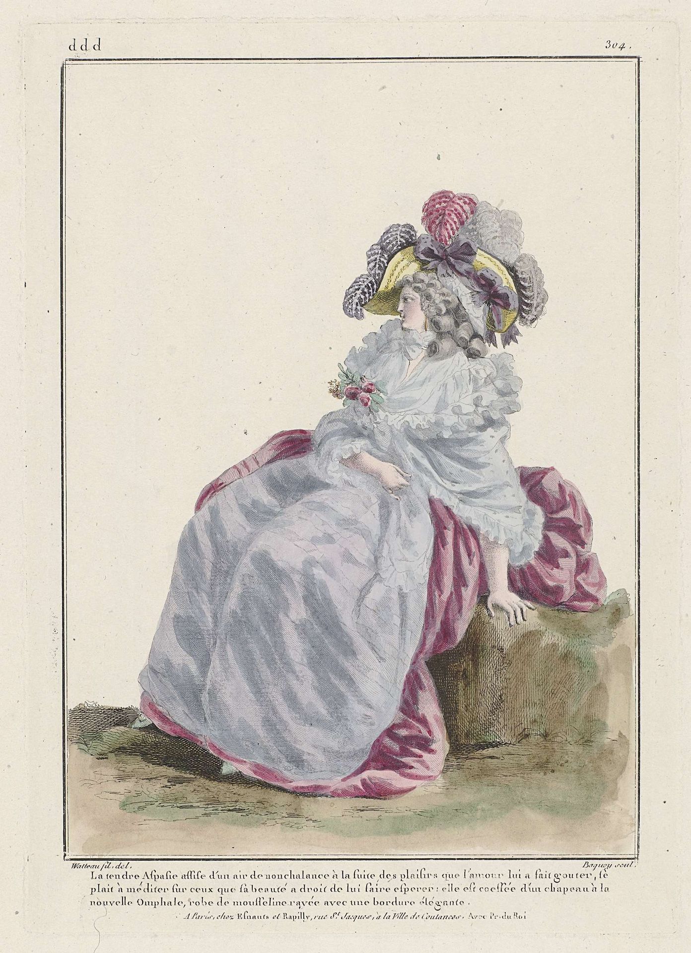 Gallerie des Modes et Costumes Français, 1785, ddd 304 : La tendre Aspasi (...) by Pierre Charles Baquoy
