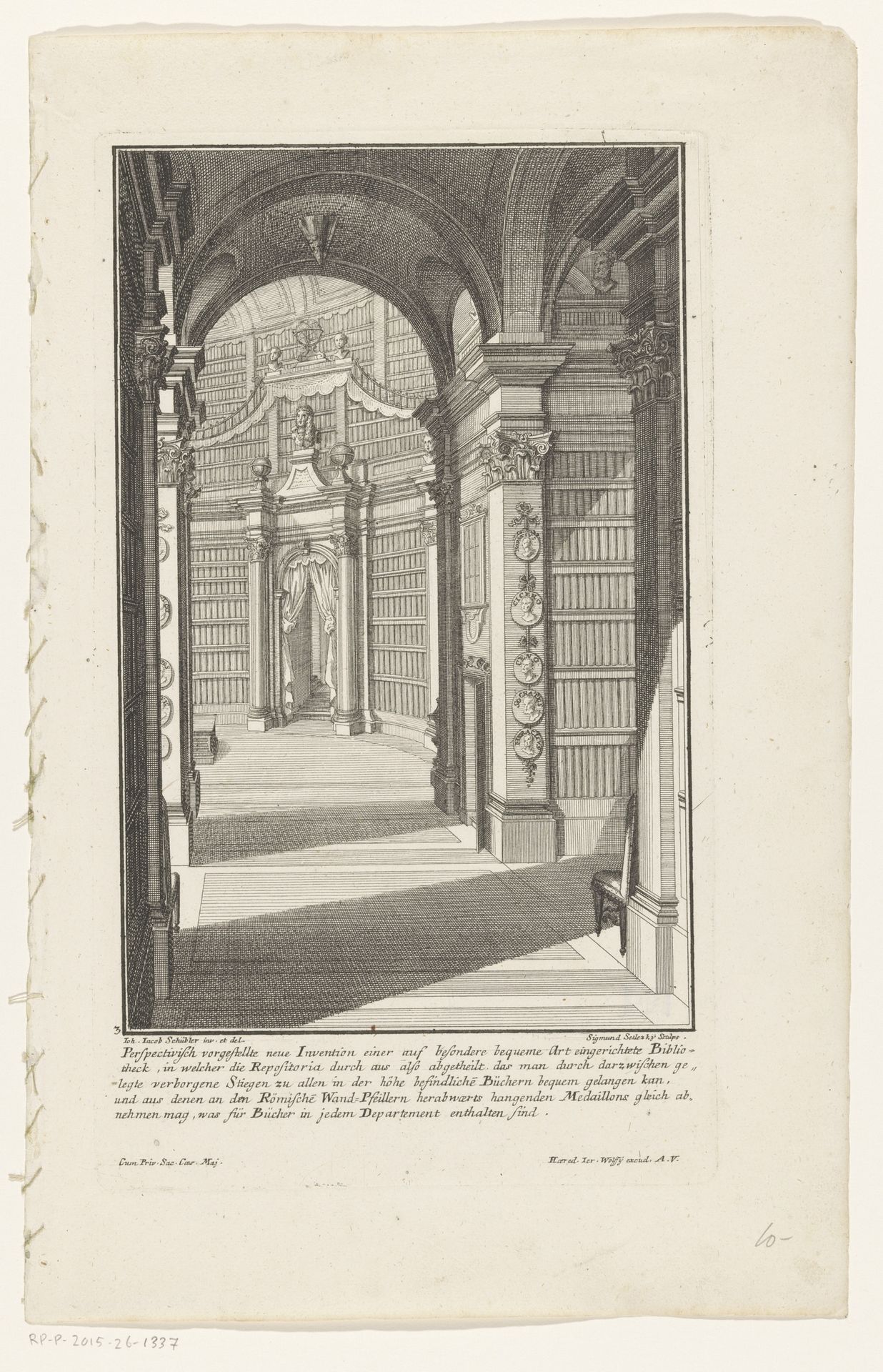 Bibliotheek met twee etages by Balthasar Sigmund Setletzky