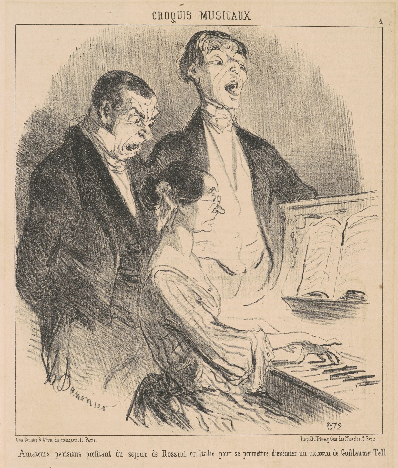Amateurs parisiens profitant du séjour de Rossini by Honoré Daumier