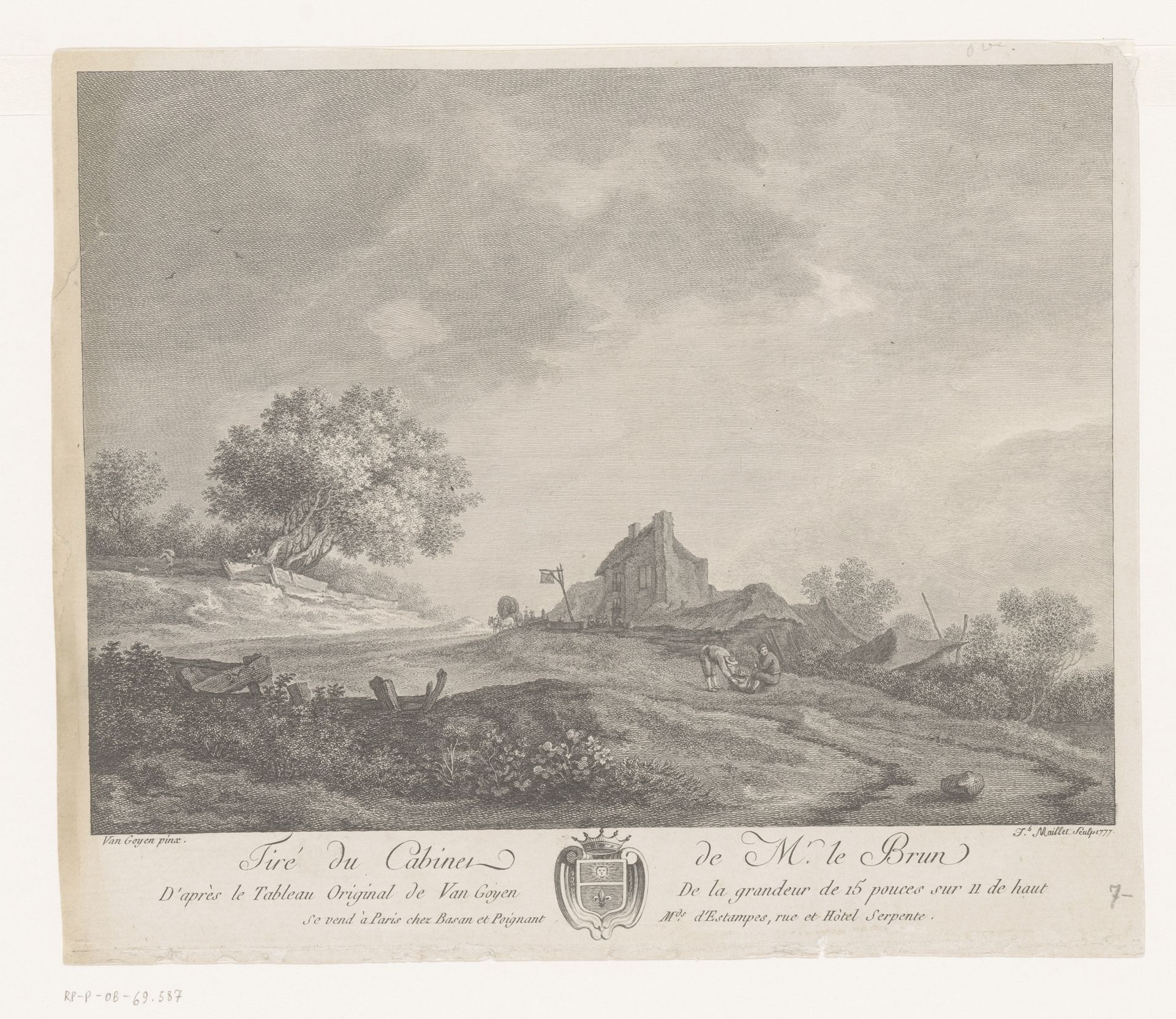 Landschap met herberg langs een weg by Joseph C. Maillet