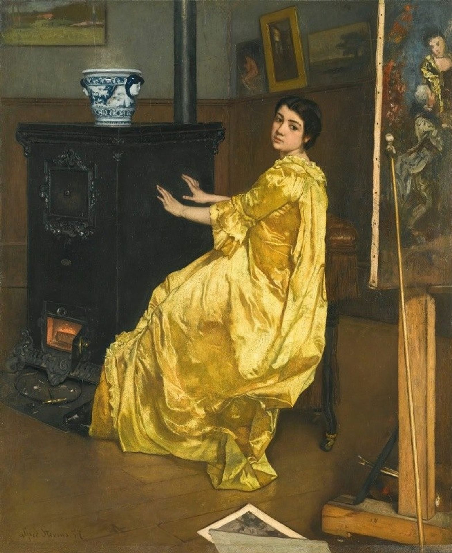 Dans l’atelier; le repos du modèle by Alfred Stevens