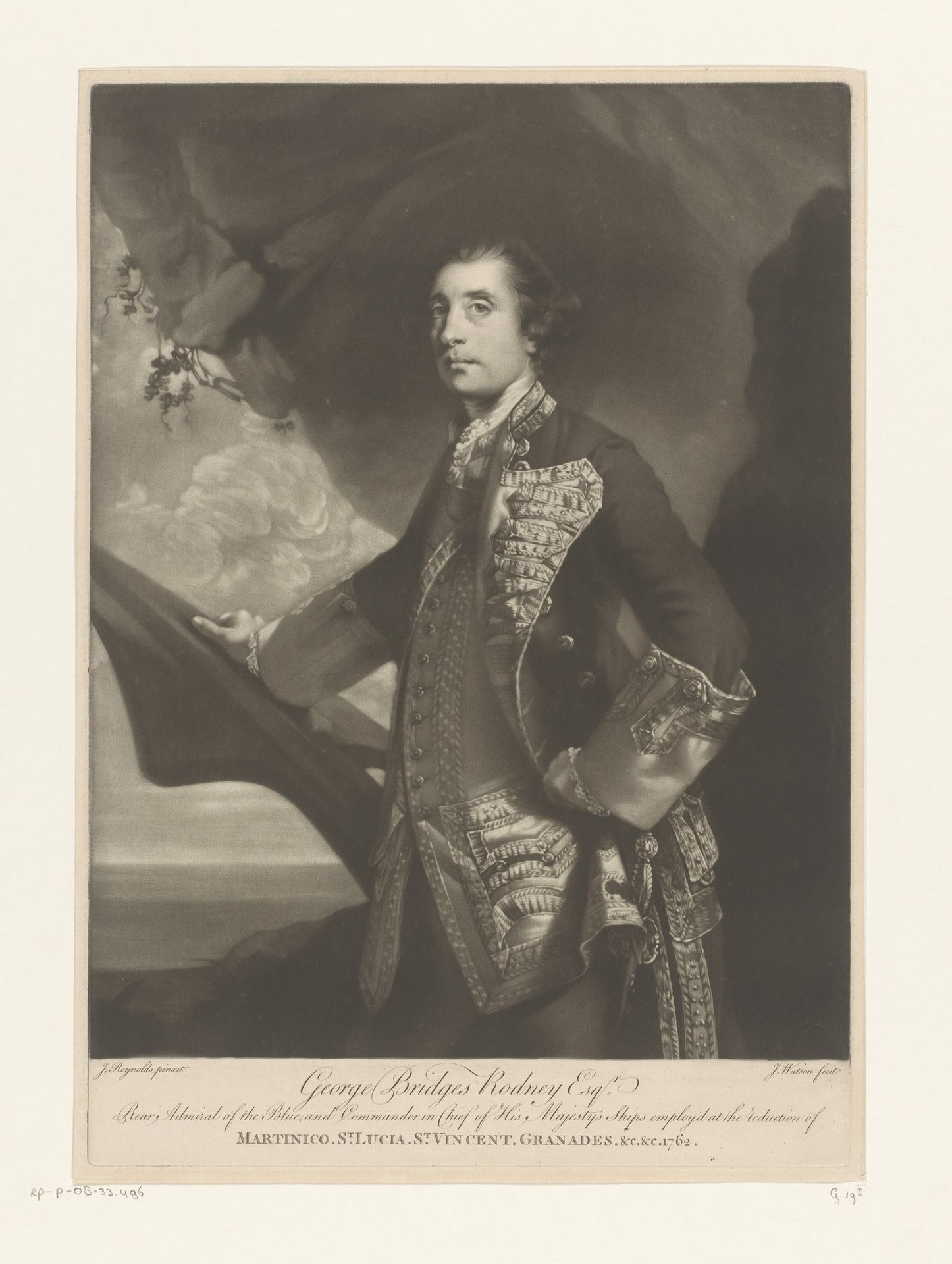 Portret van George Rodney by James Watson
