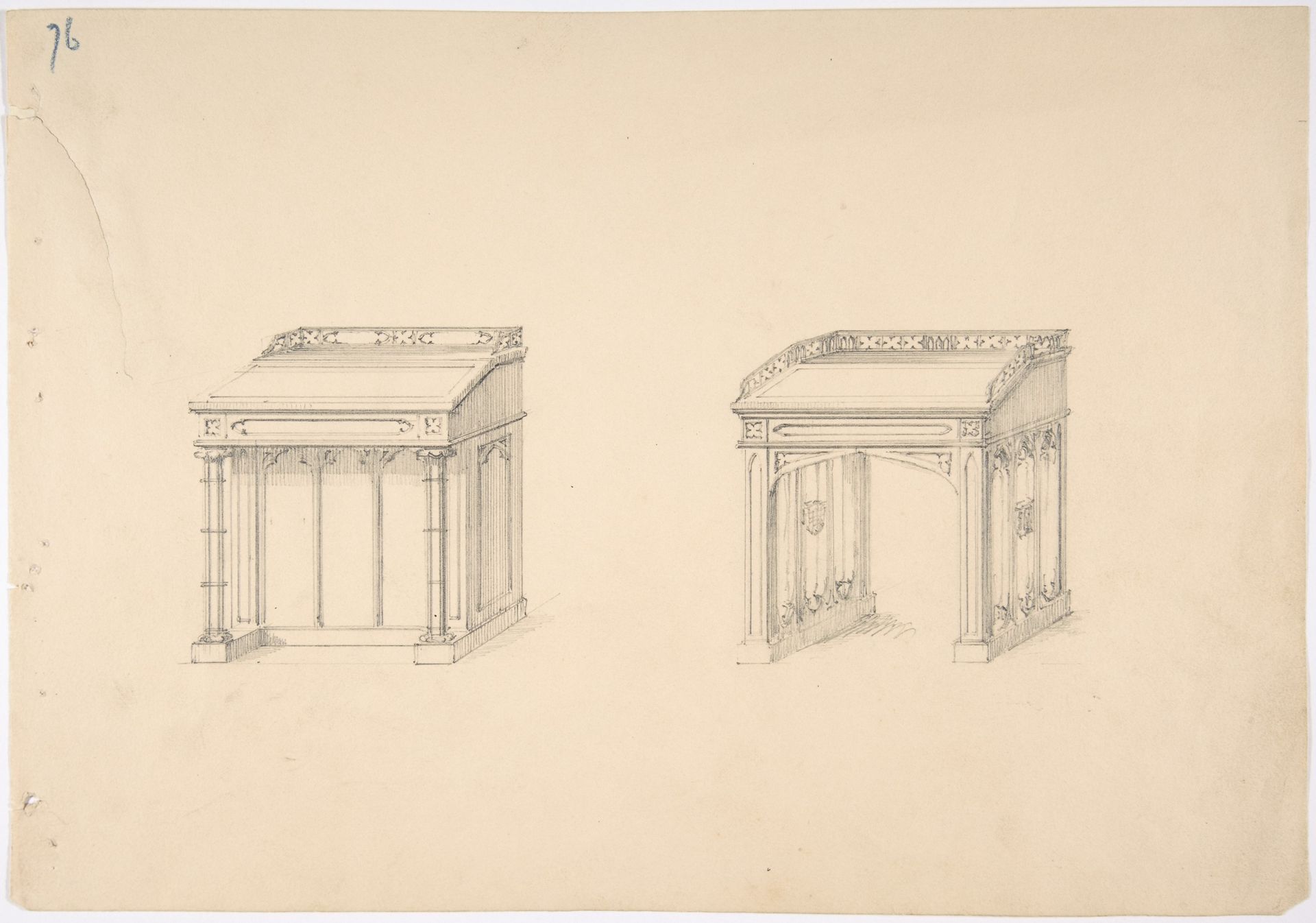 Design for Two Gothic Desks by Anonymous