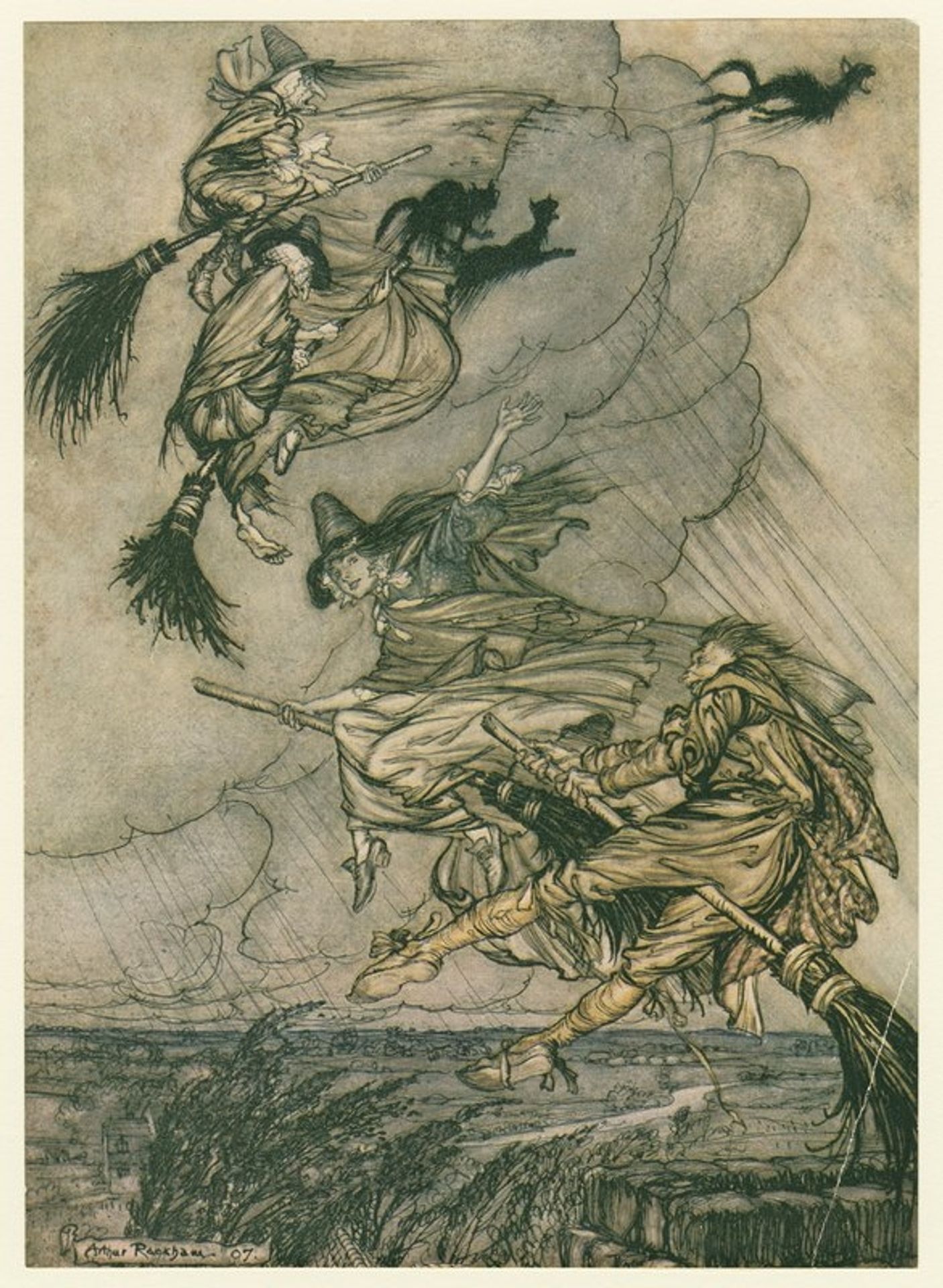 Hey! up the chimney, lass! Hey after you! by Arthur Rackham