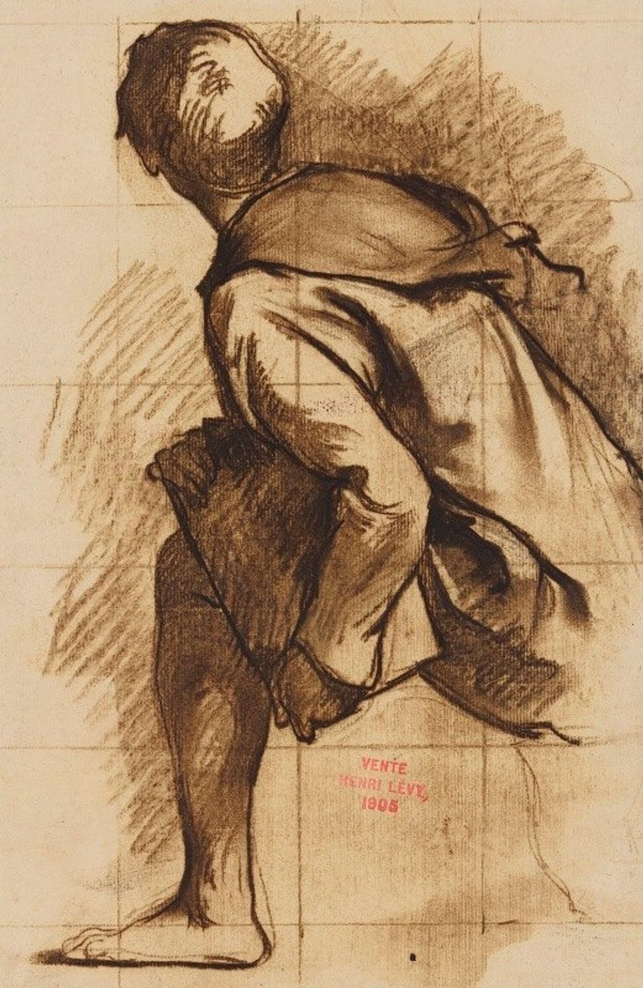 Etude d’un moine de dos by Henri Leopold Lévy
