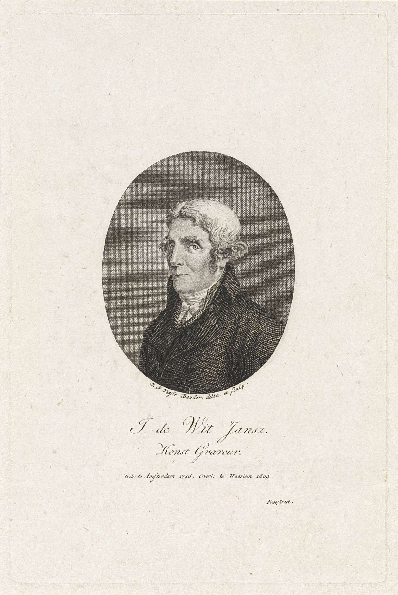 Portret van Izaak Jansz. de Wit by Joannes Pieter Visser Bender