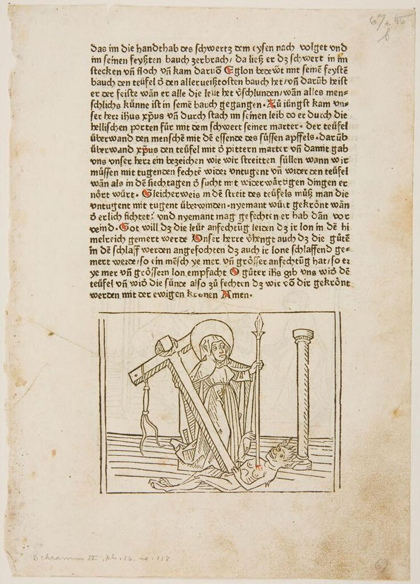 Mary Triumphs over the Devil; verso: Queen Thamarys with Head of Cirus by Anonymous