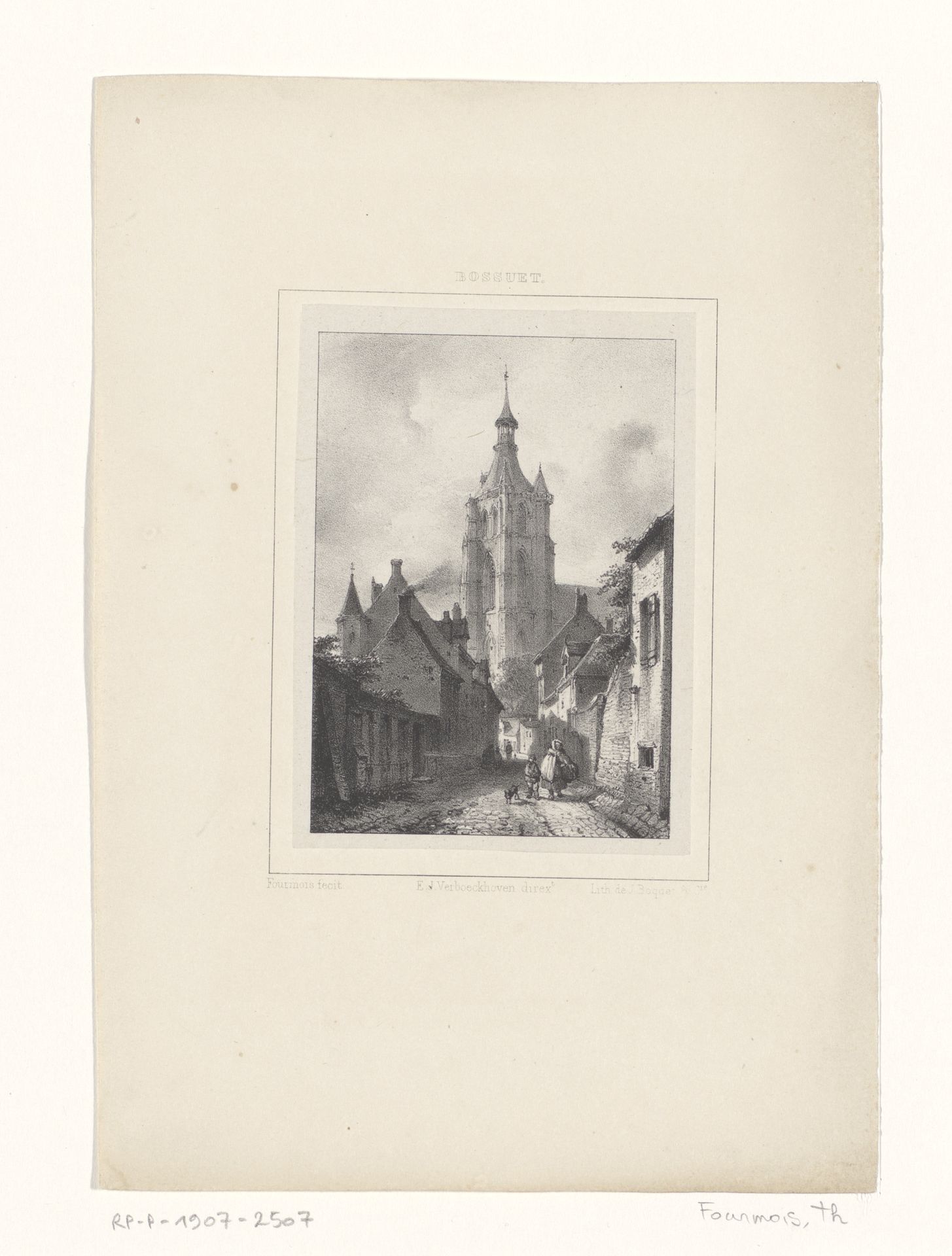 Stadsgezicht met kerk by Théodore Fourmois