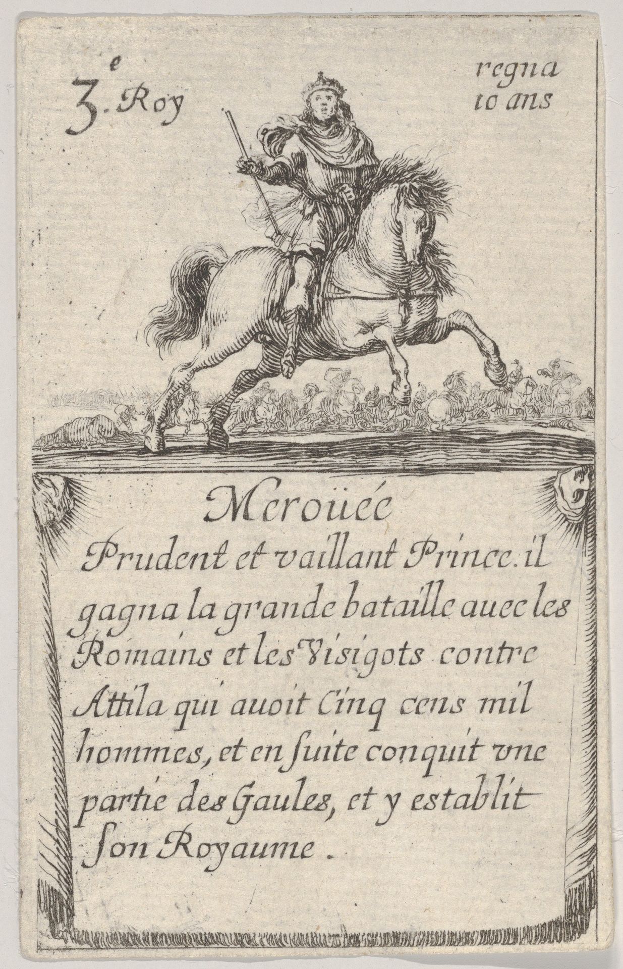 Meroüée / Prudent et vaillant..., from 'Game of the Kings of France' (Jeu des Rois de France) by Stefano della Bella