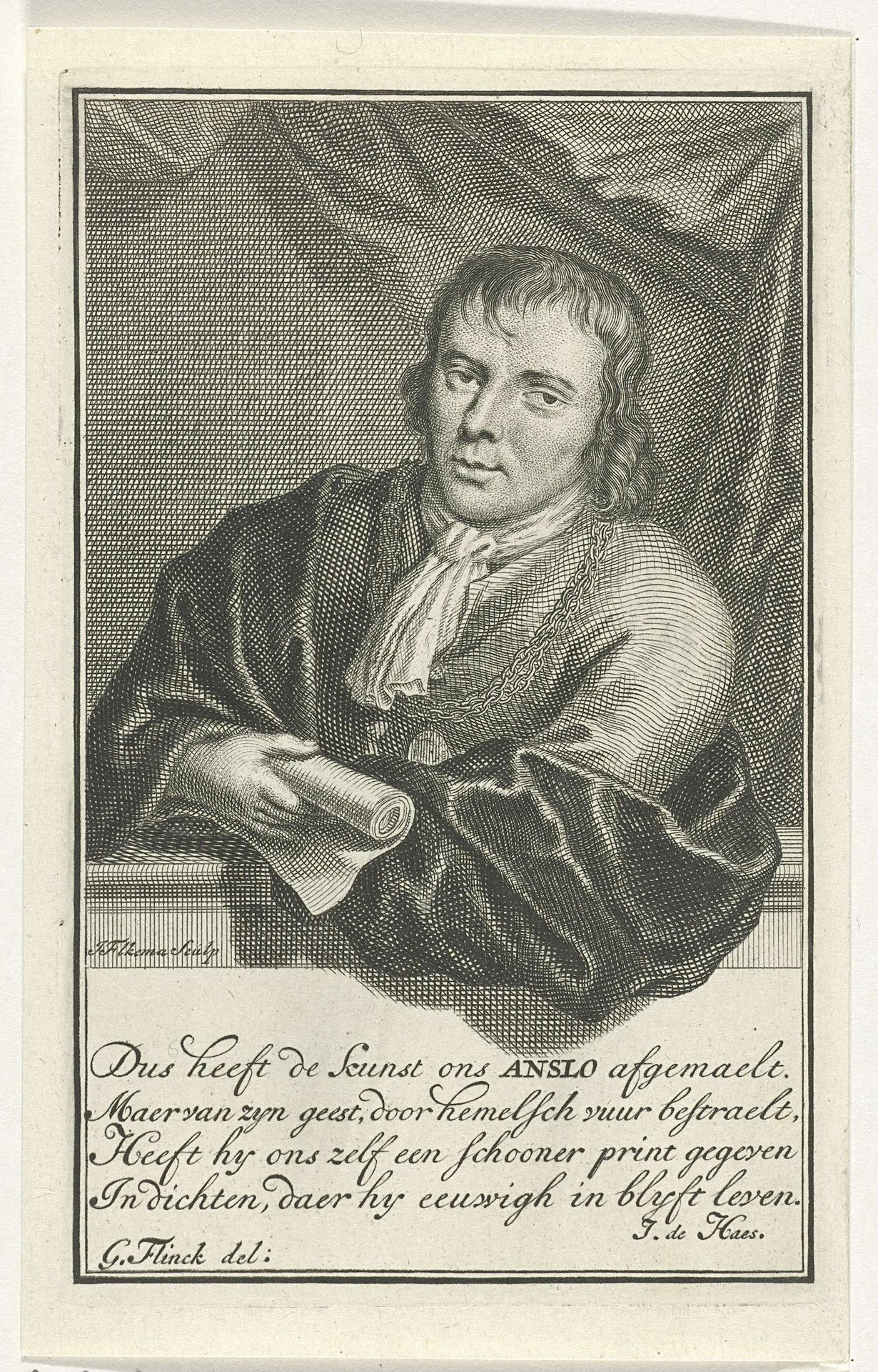 Portret van Reyer Anslo by Jacob Folkema