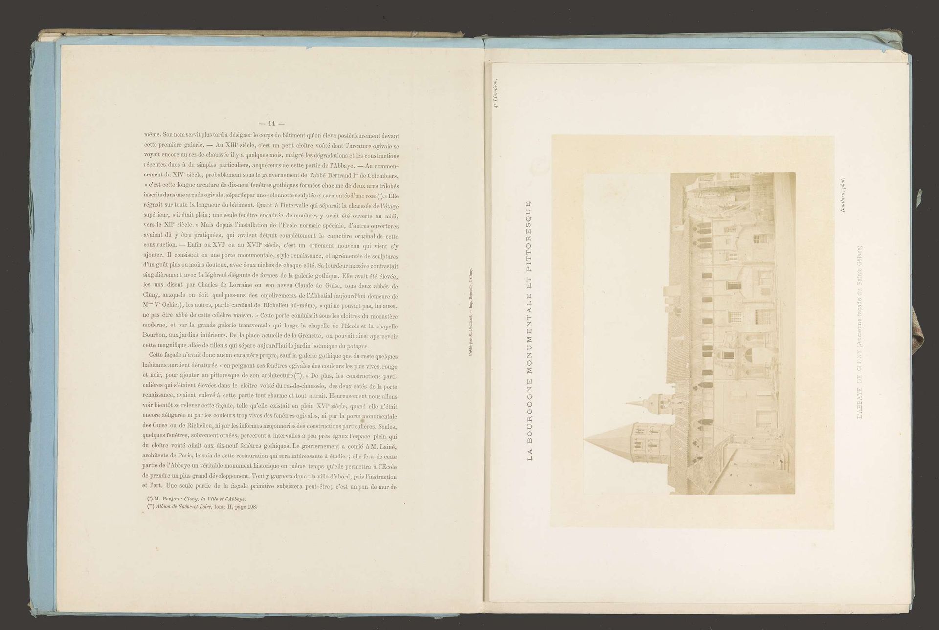 Voorgevel van het Palais Gélase van de abdij van Cluny by A. Boulland