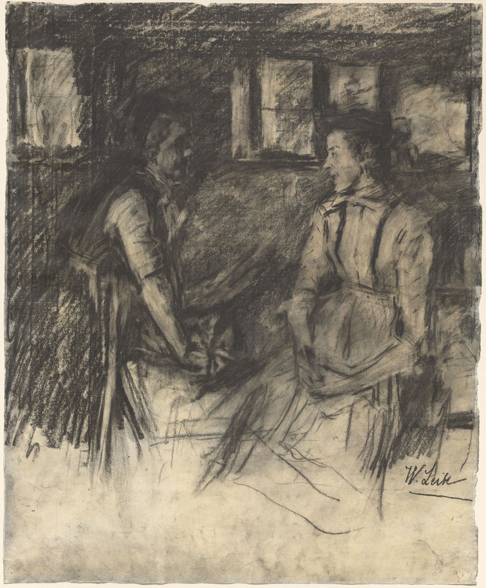 Two Women in the Kitchen by Wilhelm Leibl