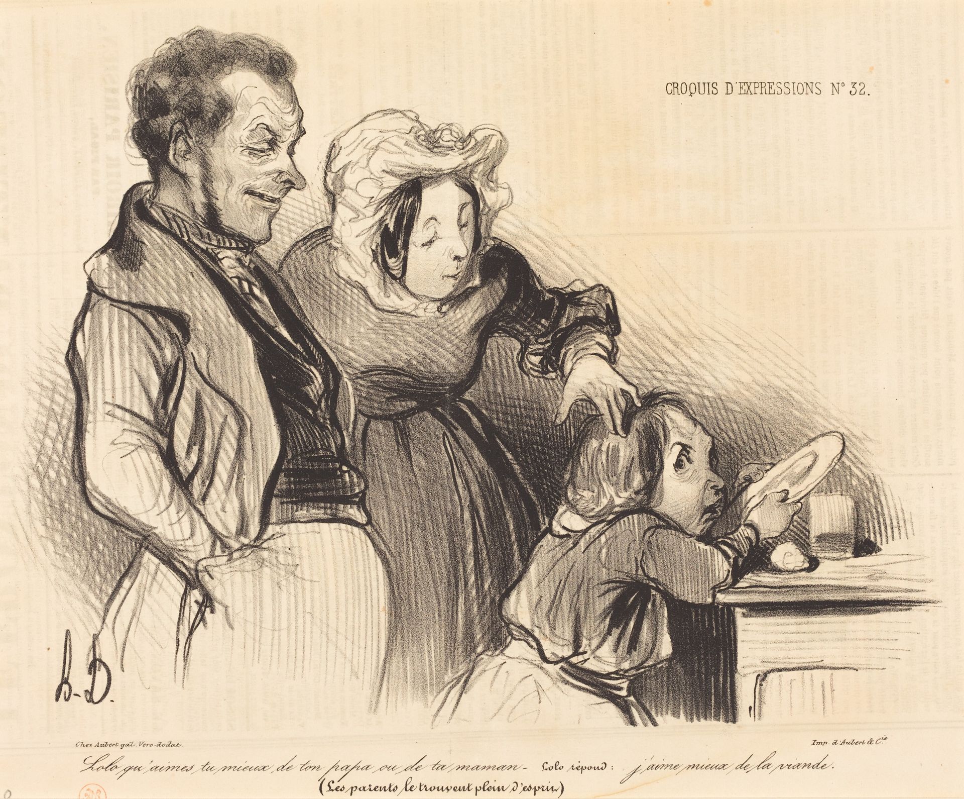 Lolo qu'aimes-tu mieux de ton papa ou de ta maman... by Honoré Daumier