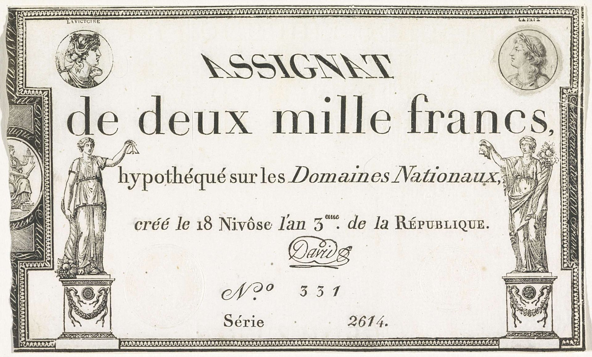 Asignaat van 2000 frank, 1794-1795 by Domaines nationaux